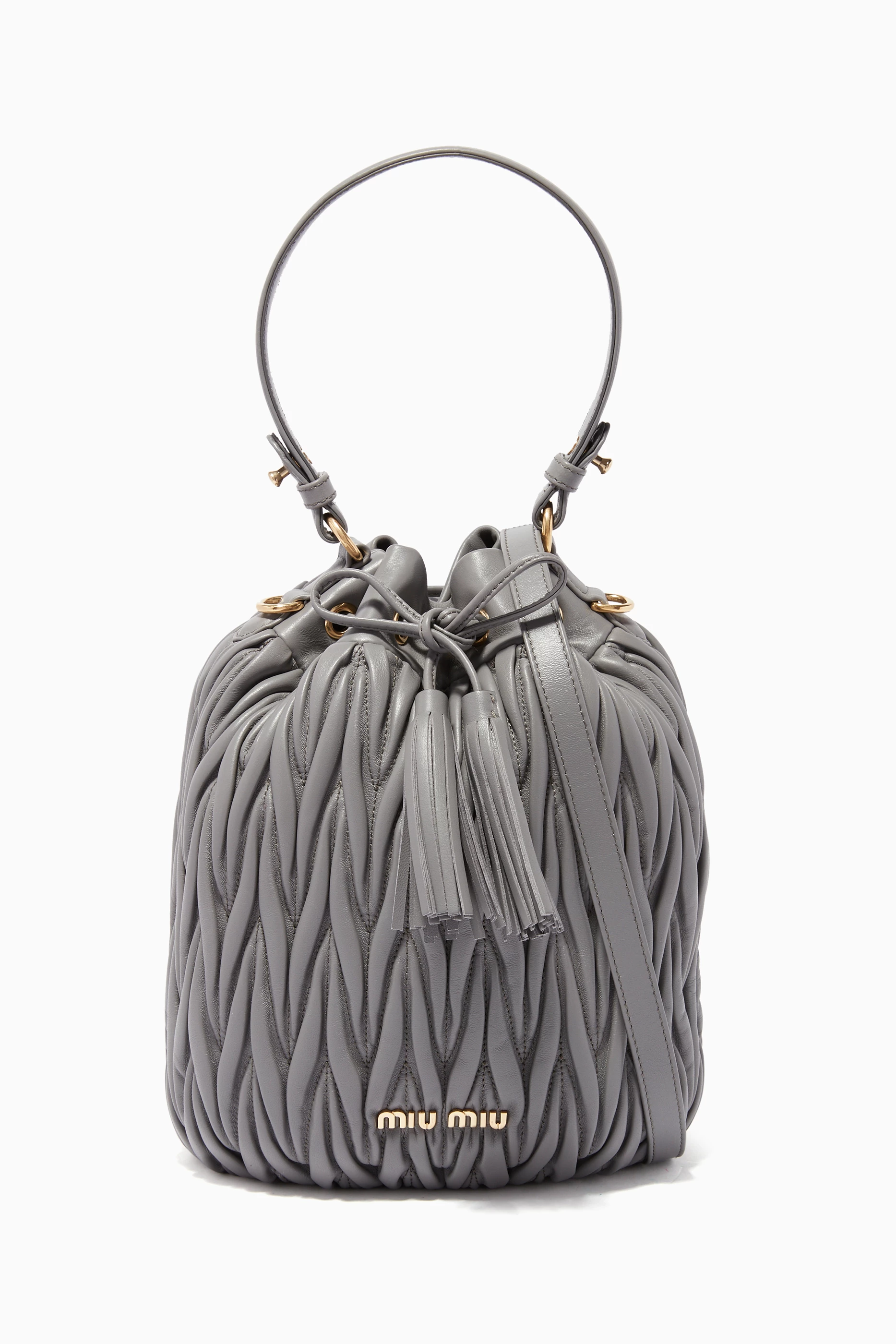 Buy Miu Miu Grey Matelasse Nappa Leather Bucket Bag For Women Online Ounass Saudi