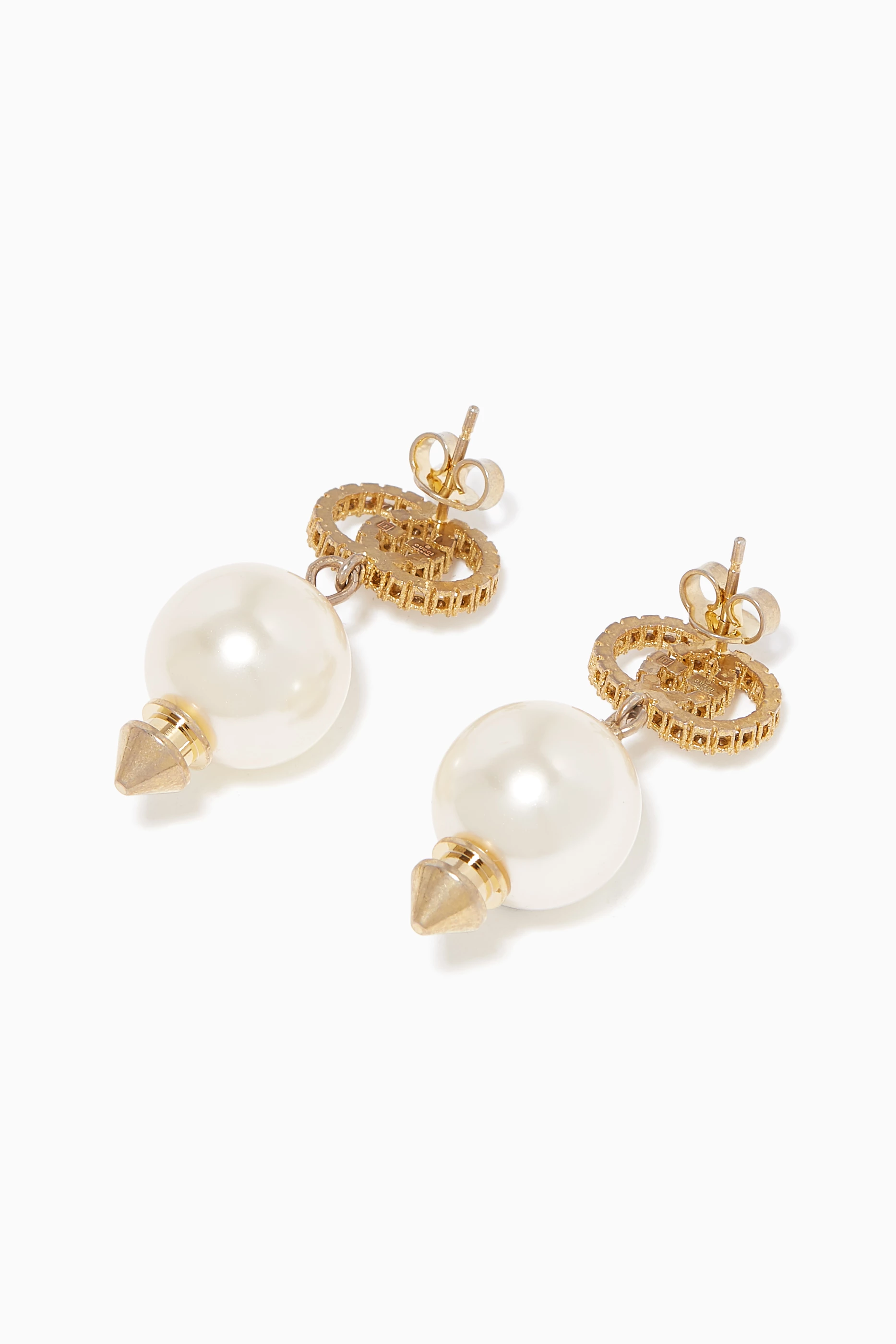 Interlocking g earrings with pearl outlet