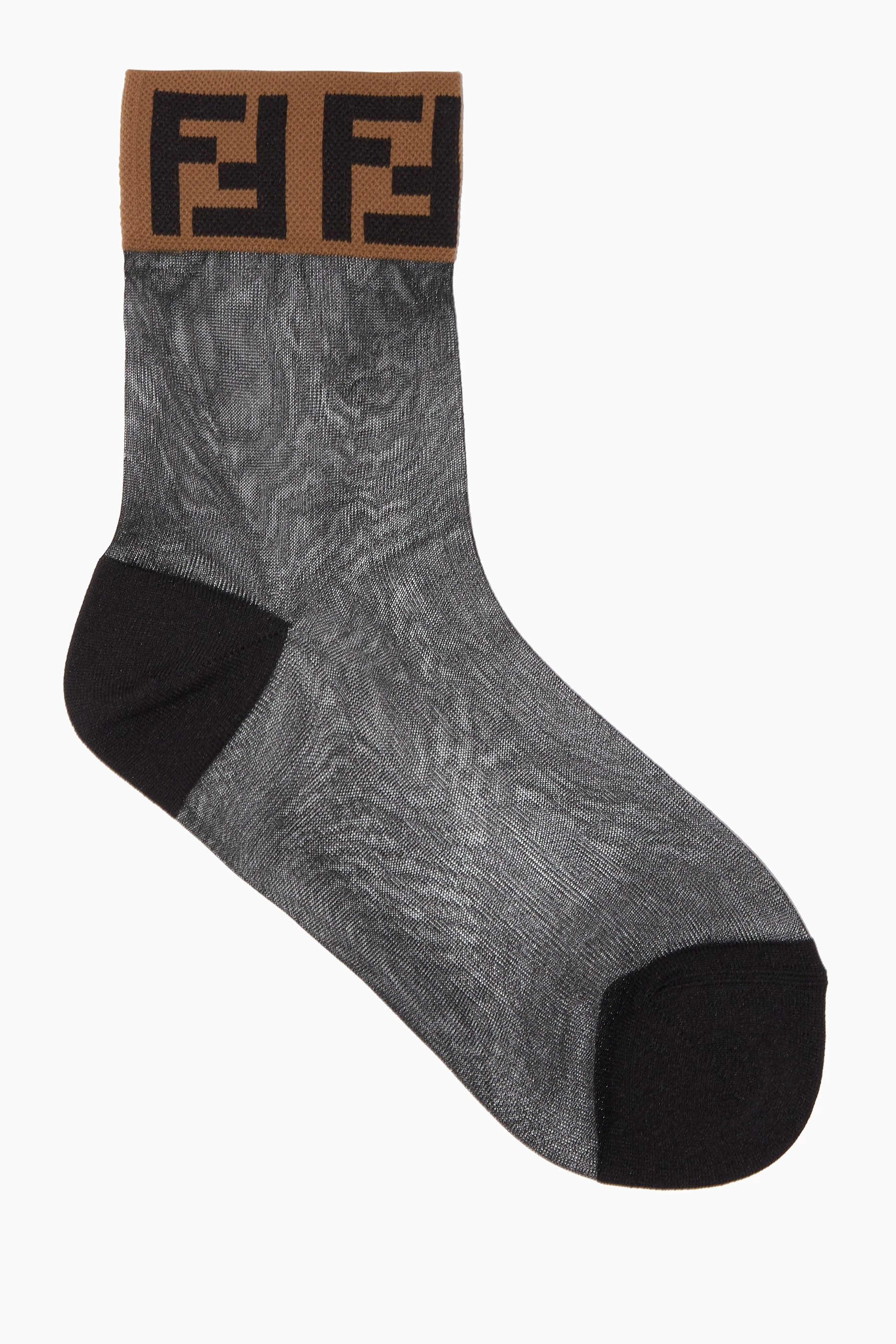 Buy Fendi Black Sheer F Logo Ankle Socks For Women Online Ounass Saudi