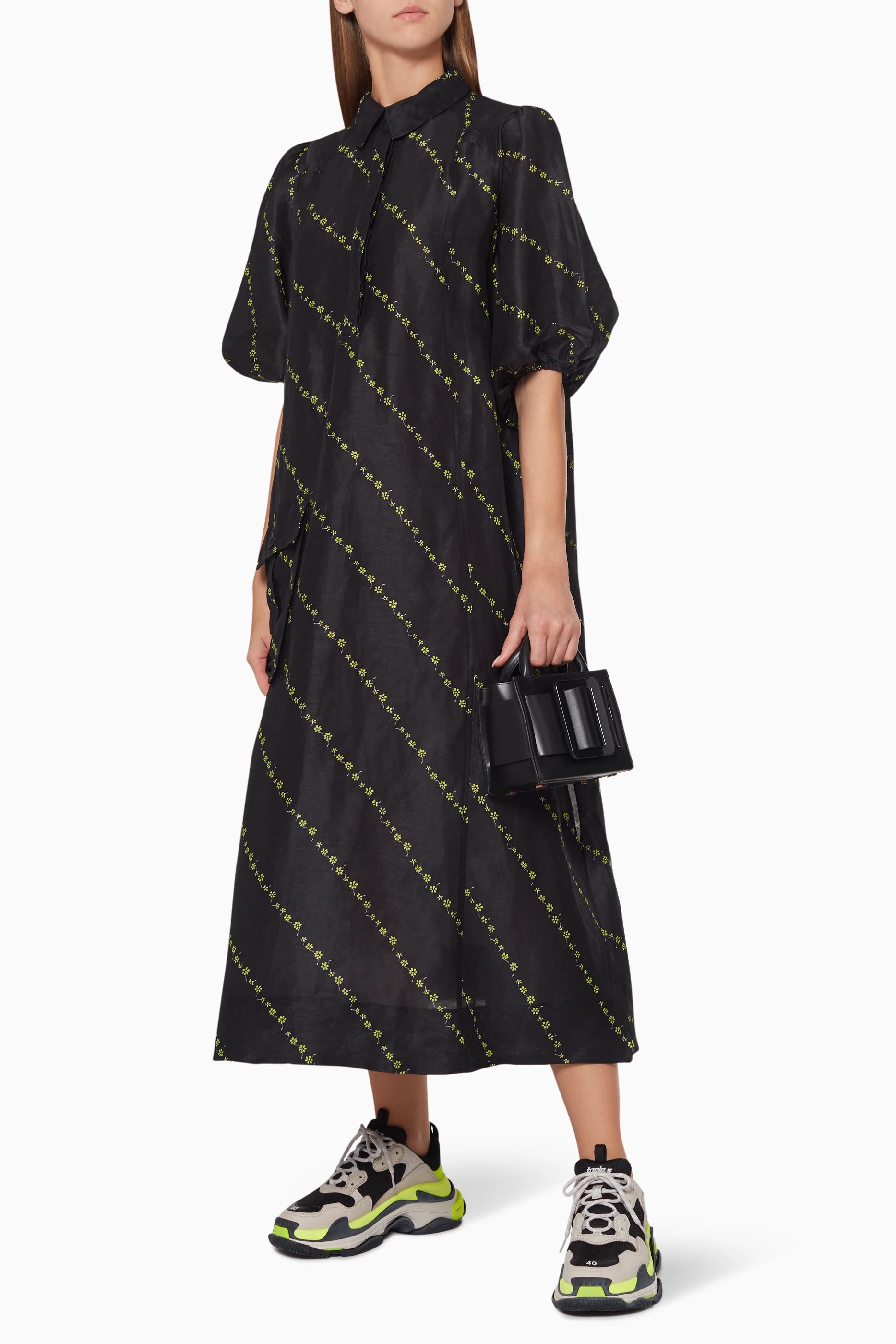 ganni linen silk dress Ganni Silk Linen Dress