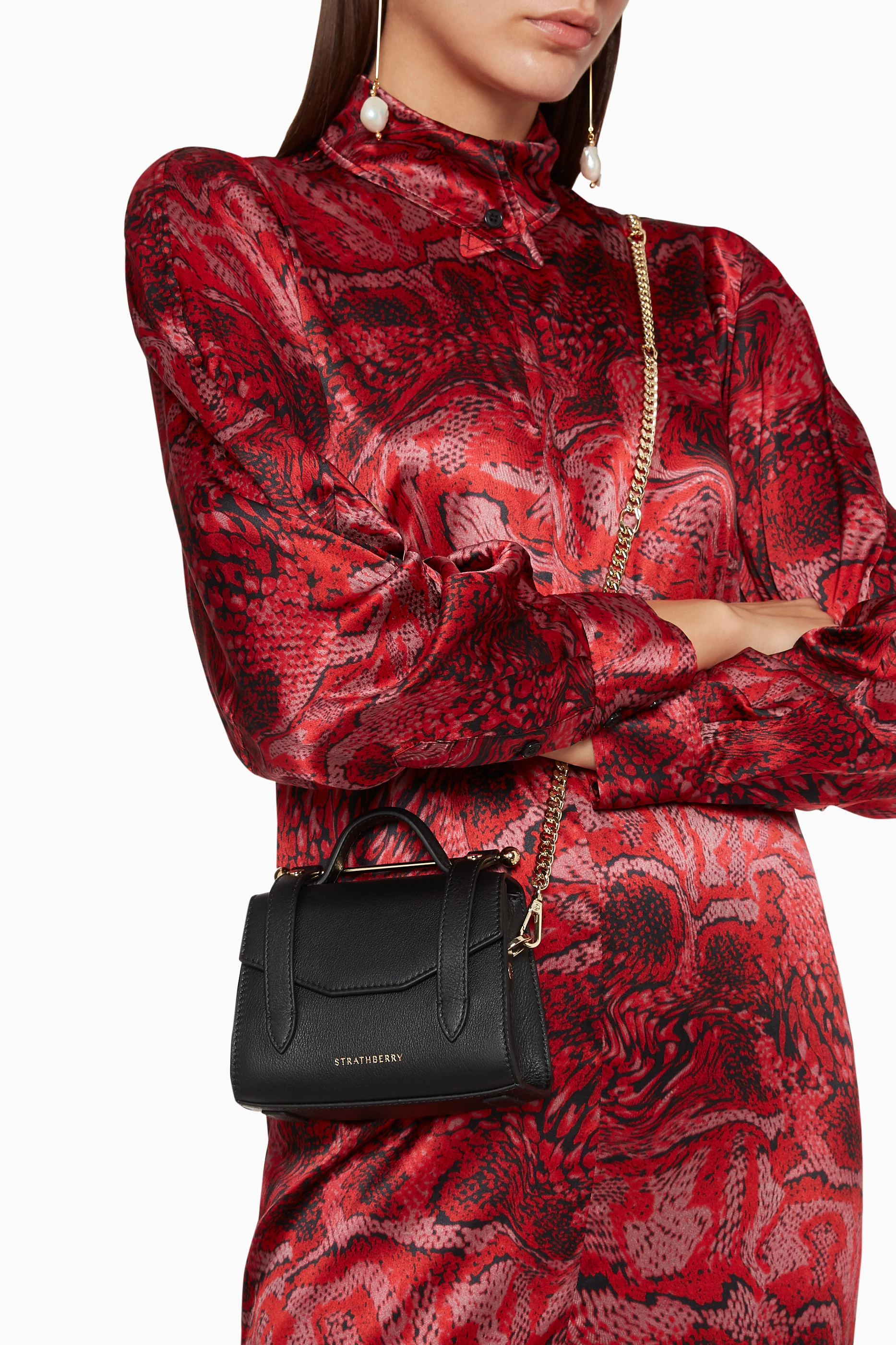 Buy Strathberry Black Allegro Micro Leather Bag For Women Online Ounass Saudi