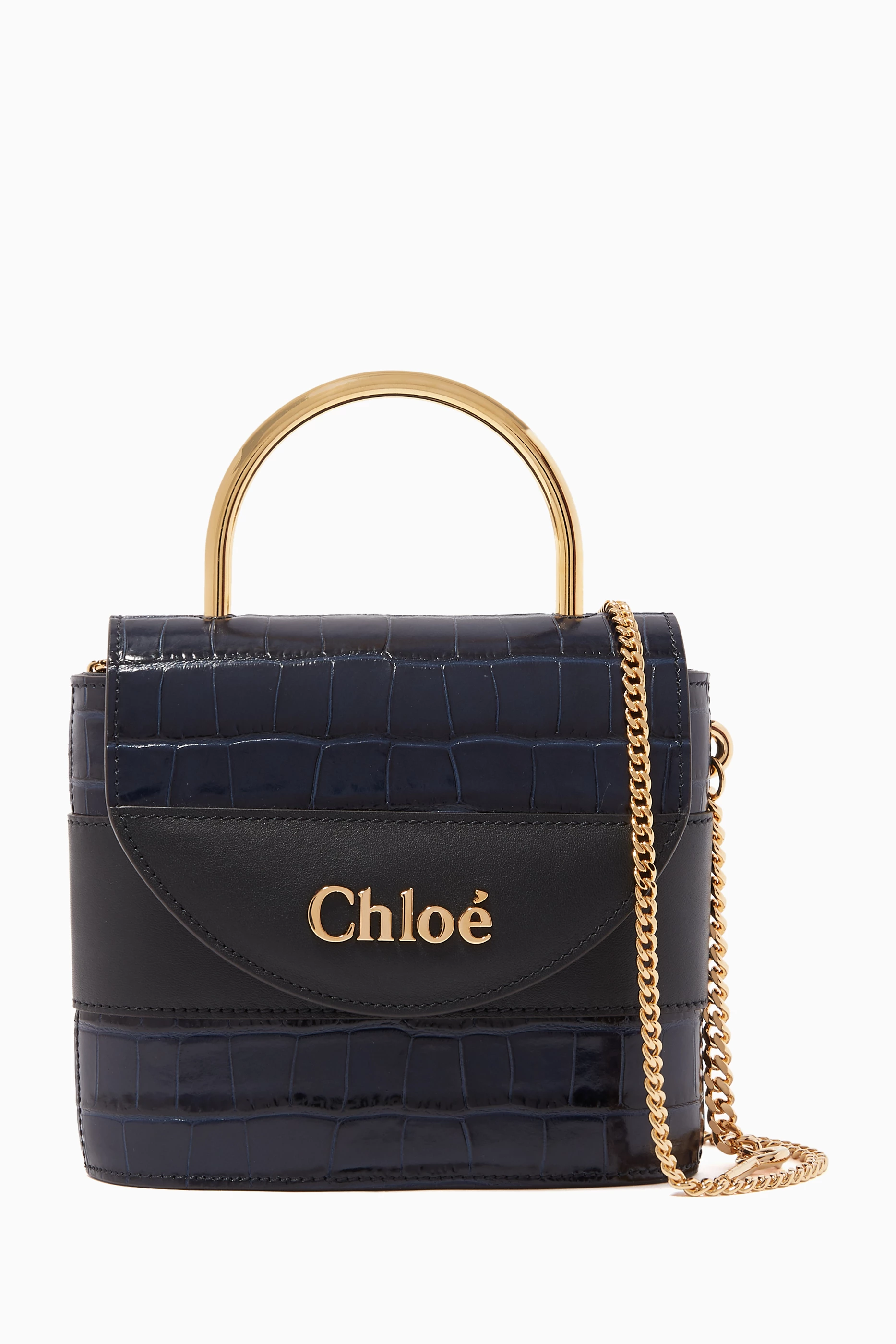 Buy Chloe Blue Small Aby Padlock Leather Bag For Women Online Ounass Saudi