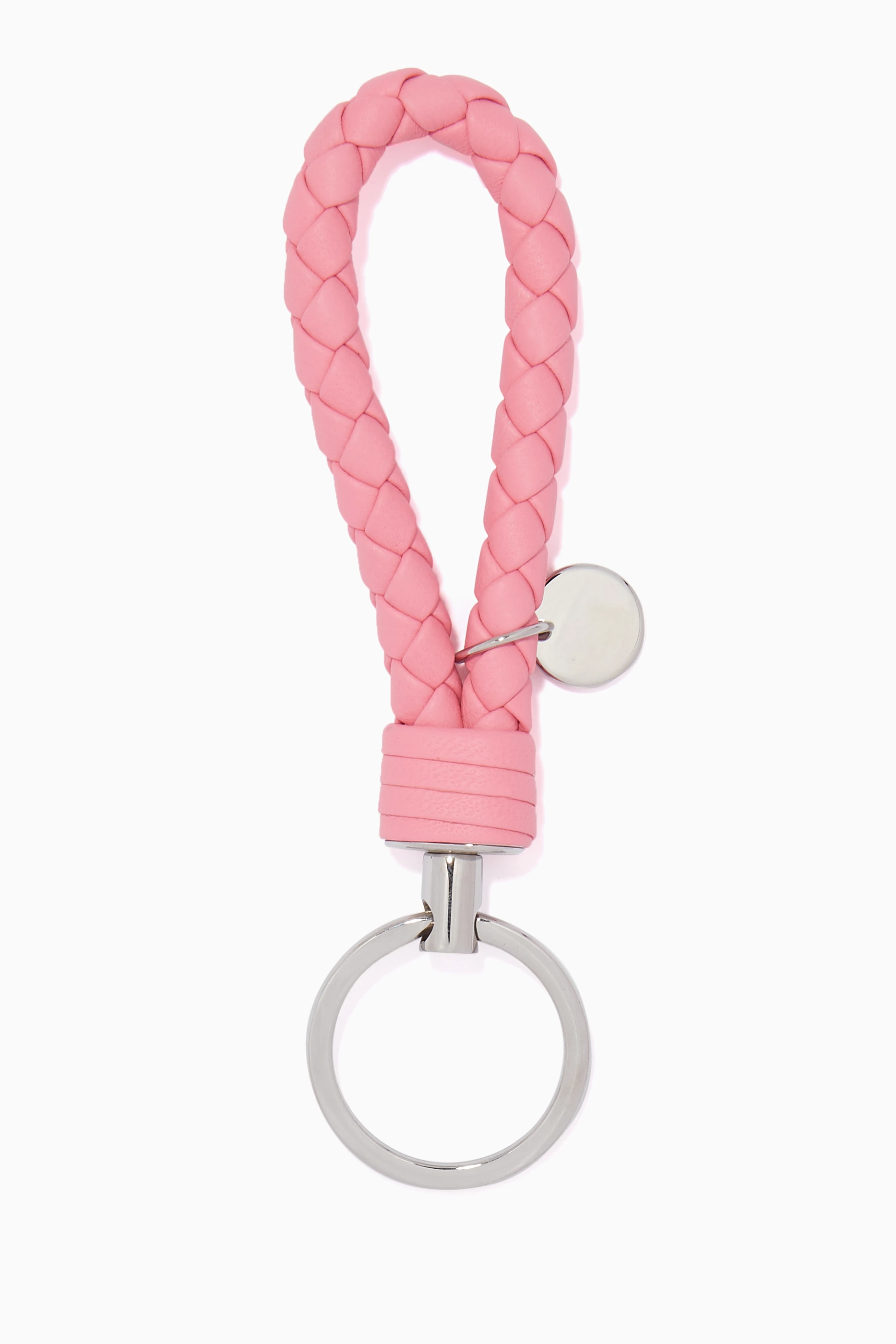 Buy Bottega Veneta Pink Intrecciato Leather Key Ring For