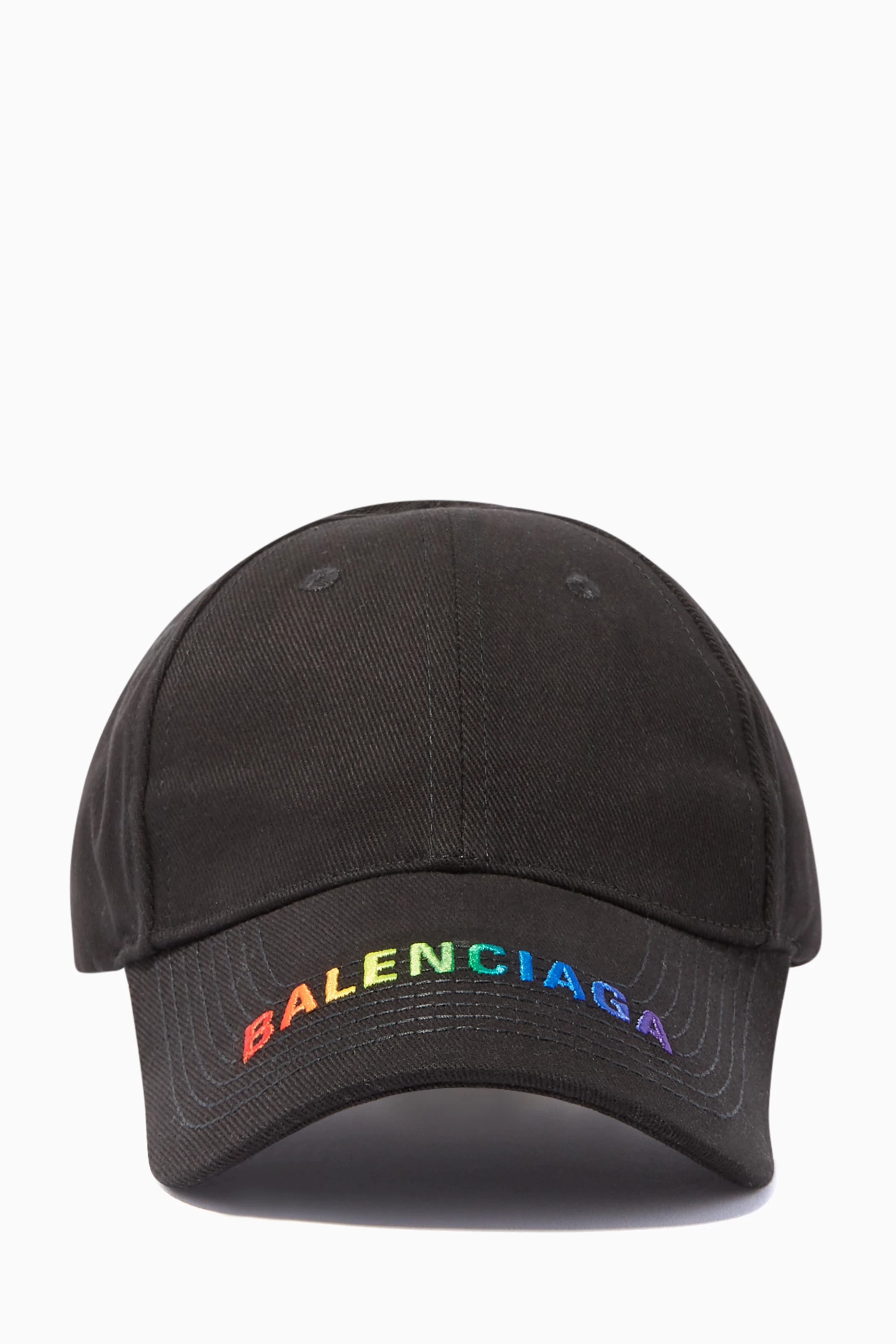 FREE SHIPPING! BALENCIAGA-AUTHENTIC (NWT) Black With Rainbow Baseball Cap Hat Balenciaga Black size 59 cm in Cotton - 43631565 main image 2