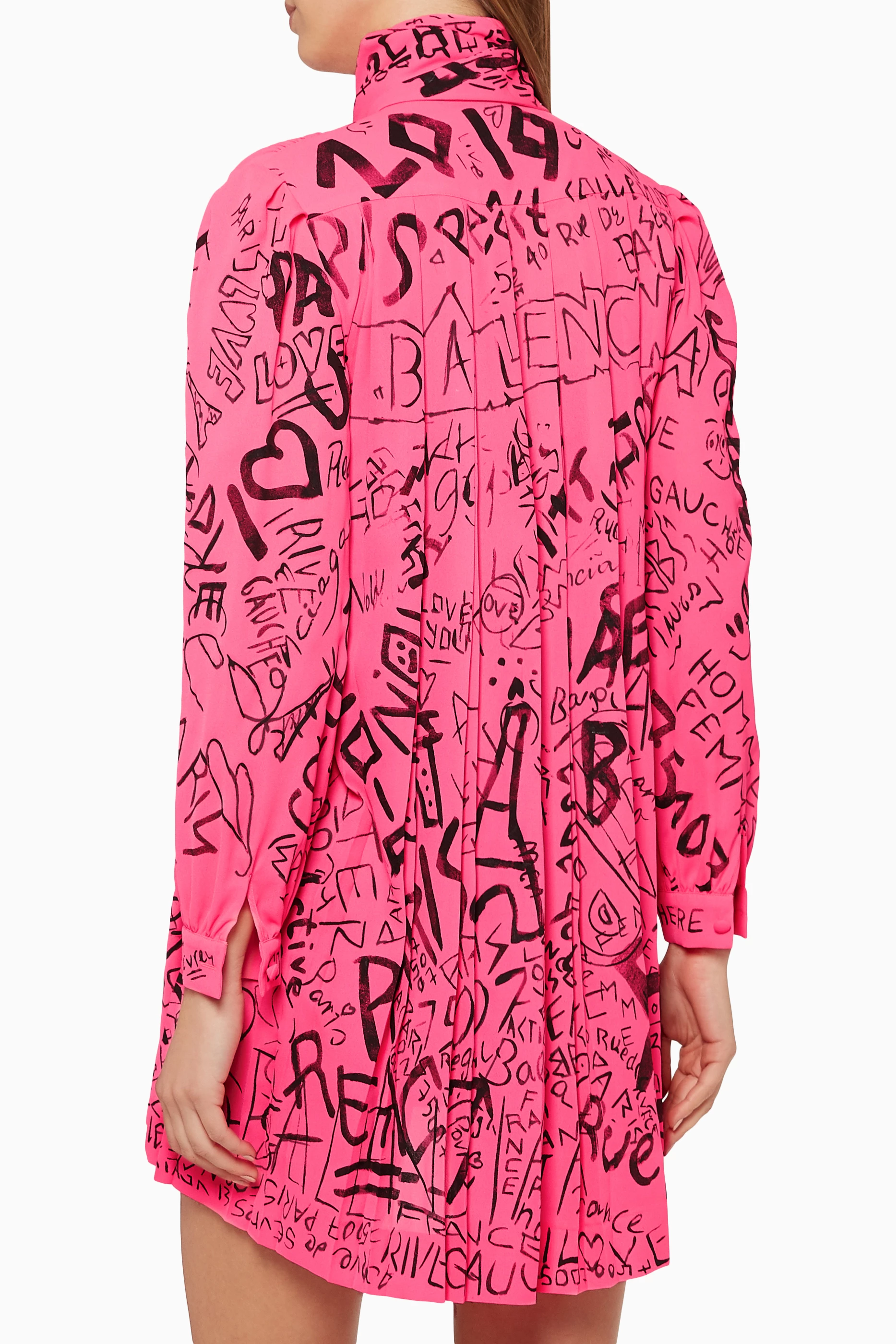 Buy Balenciaga Pink Graffiti Print Pleated Dress For Women Online | Ounass  Saudi