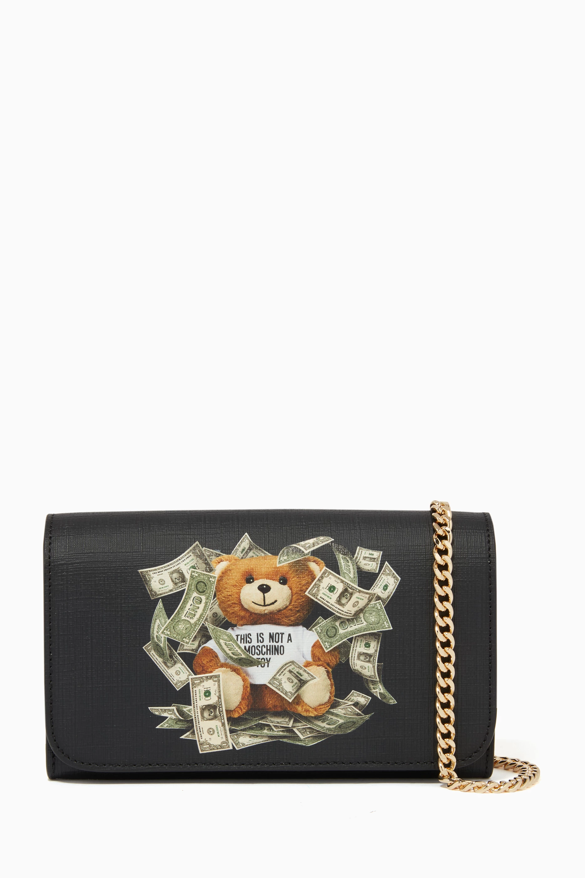 Buy Moschino Black Teddy Bear Chain Wallet For Women Online Ounass Saudi