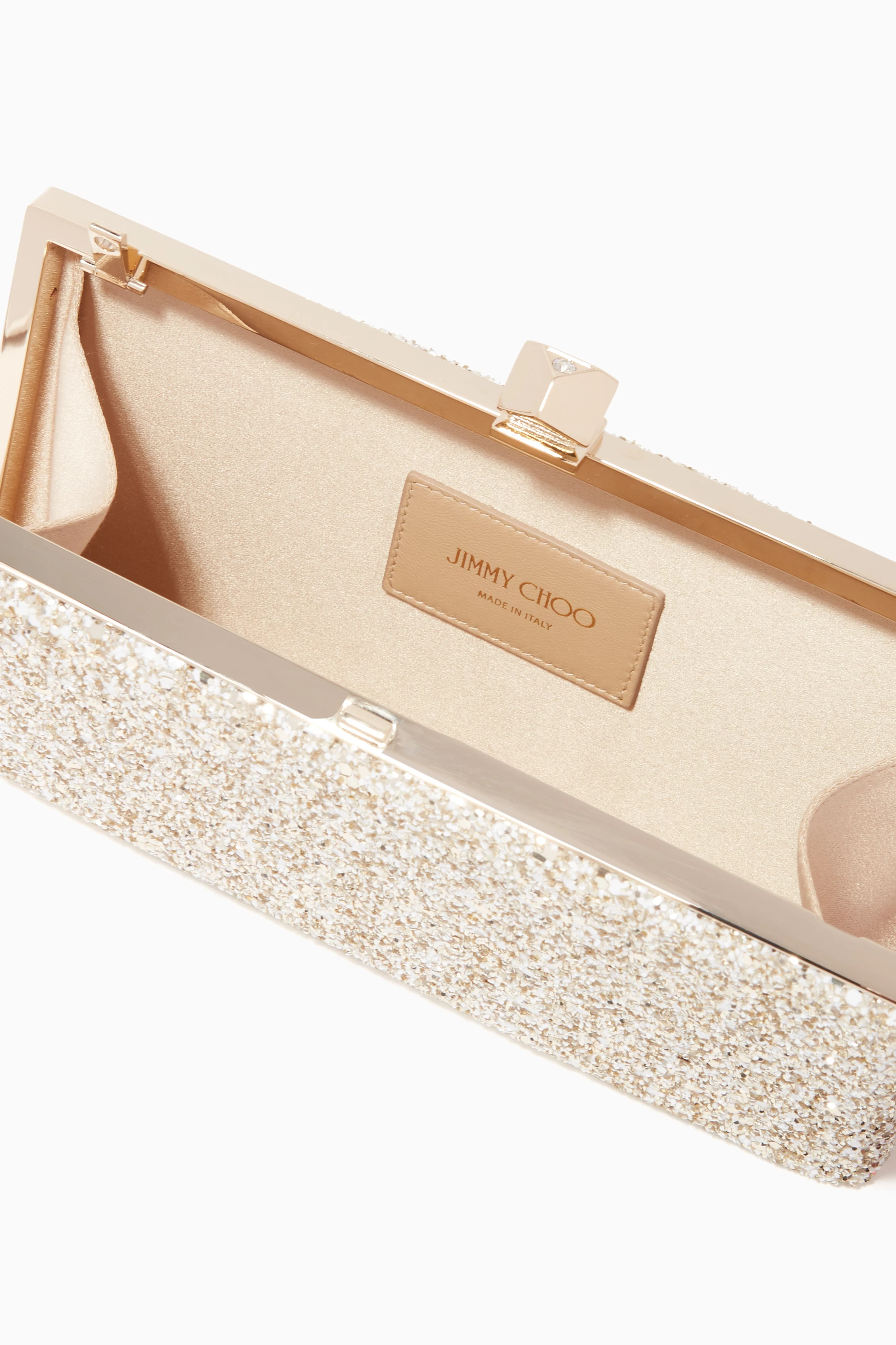 Buy Jimmy Choo Neutral Celeste S Coarse Glitter Clutch Bag For Women Online Ounass Saudi