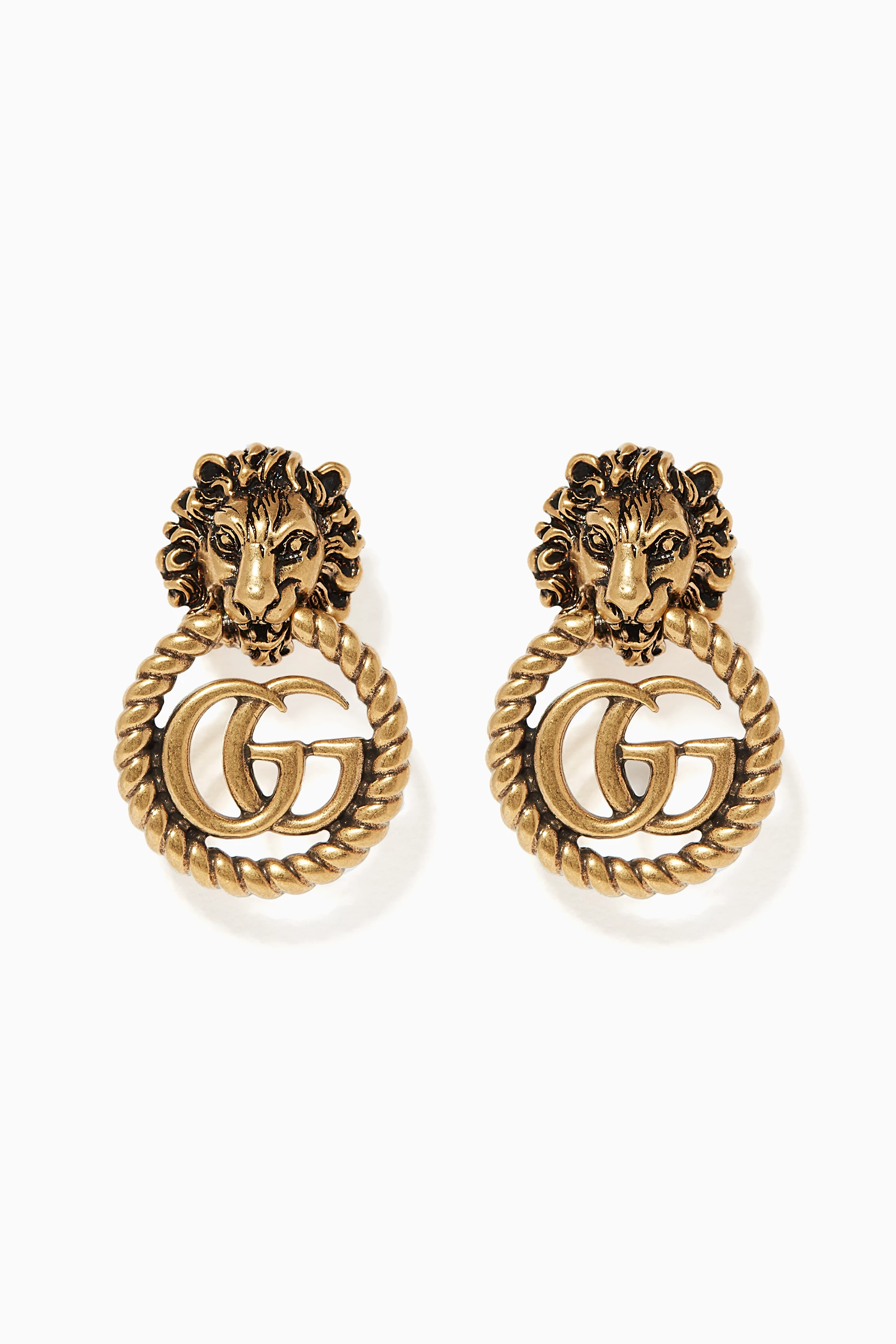 Buy Gucci Gold Lion Head Logo Earrings For Women Online Ounass Saudi
