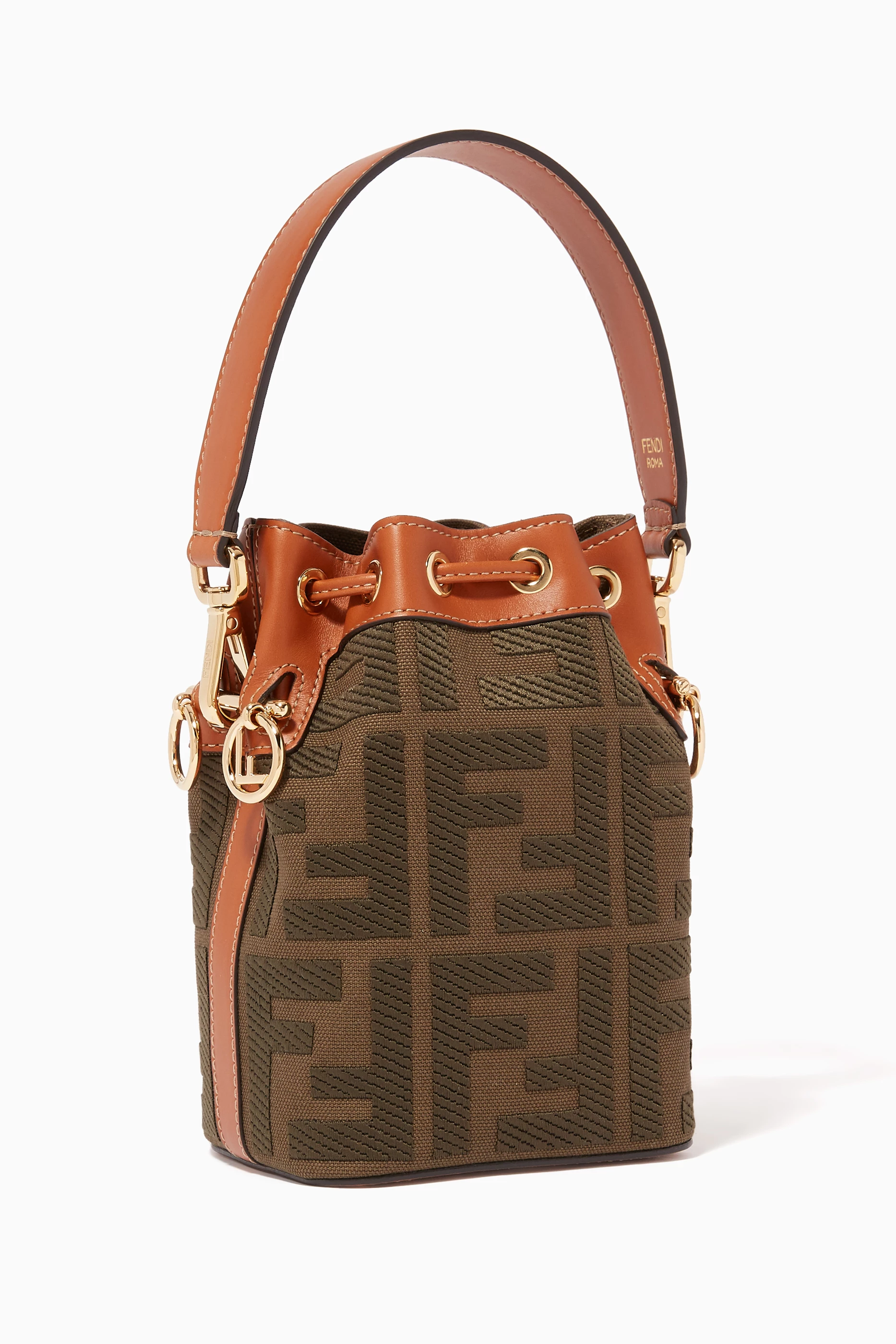 Buy Fendi Green Mini Mon Tresor FF Canvas Bucket Bag For Women Online Ounass Saudi