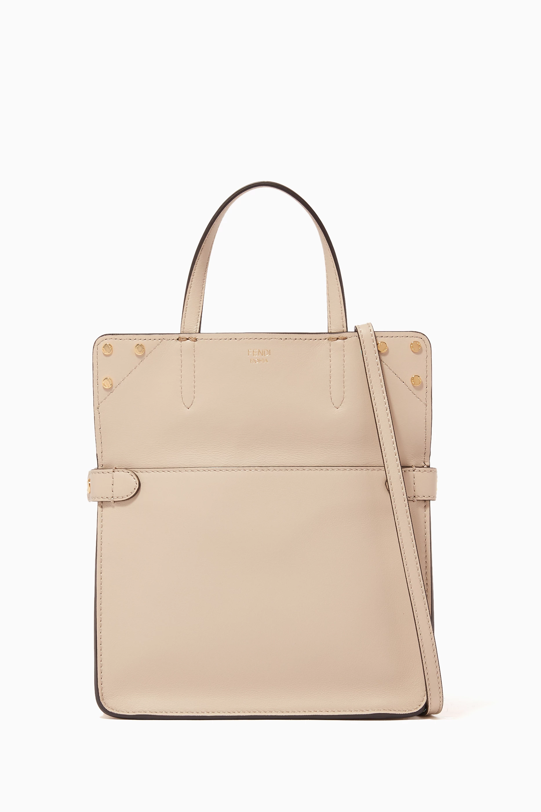Buy Fendi Neutral Small Fendi Flip Leather Bag For Women Online Ounass Saudi