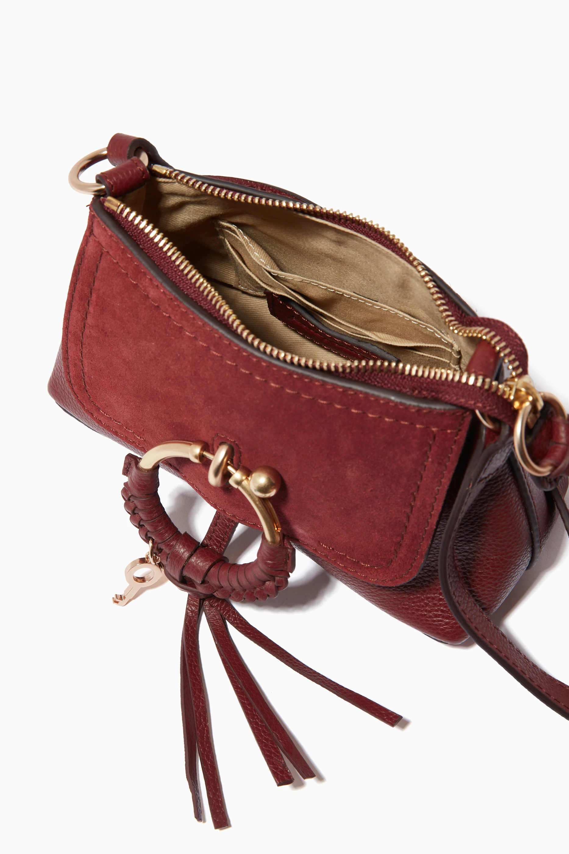 Buy See By Chloé Burgundy Mini Joan Crossbody Bag in Grained