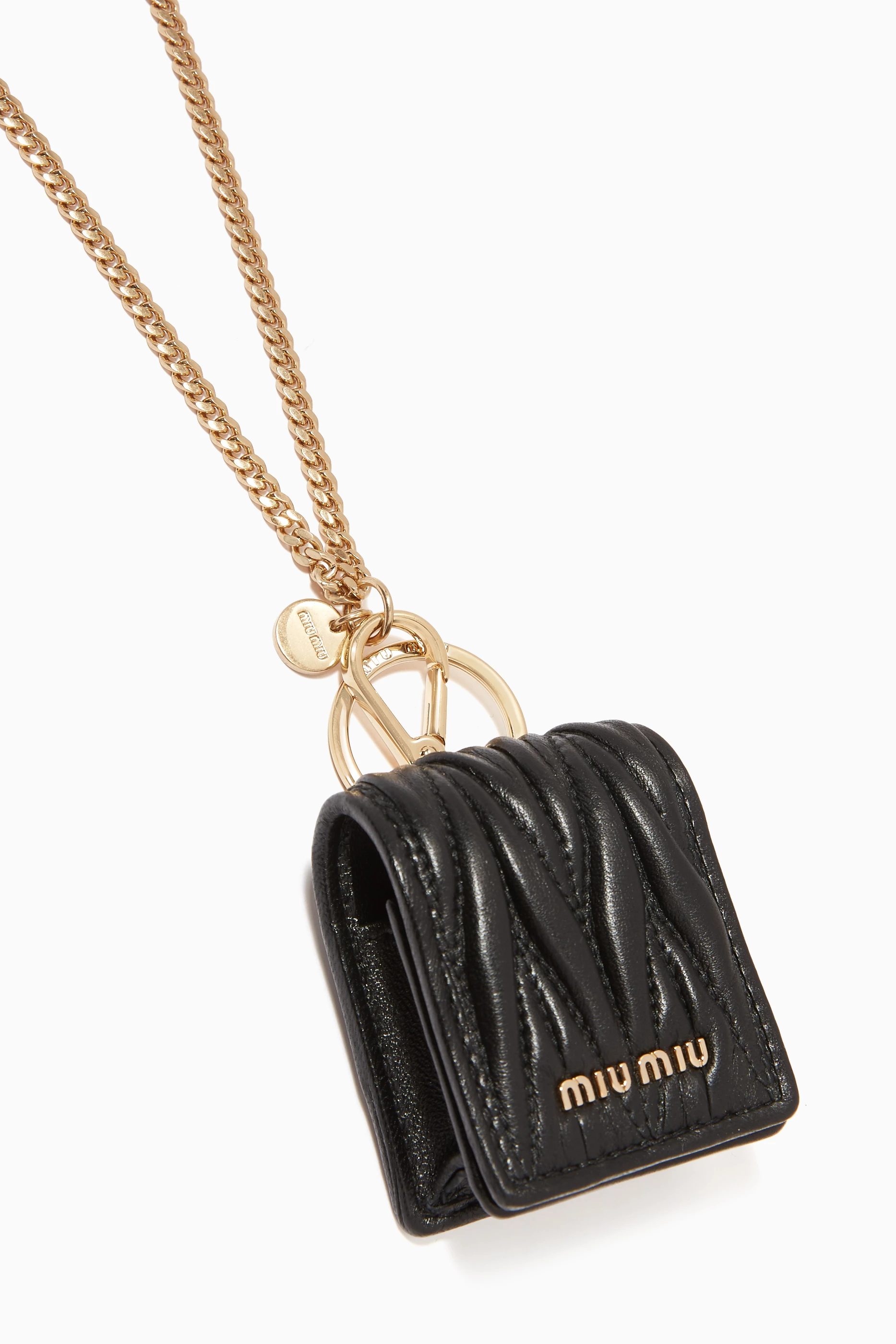 Buy Miu Miu Black Matelassé Leather AirPods® Case For Women Online 