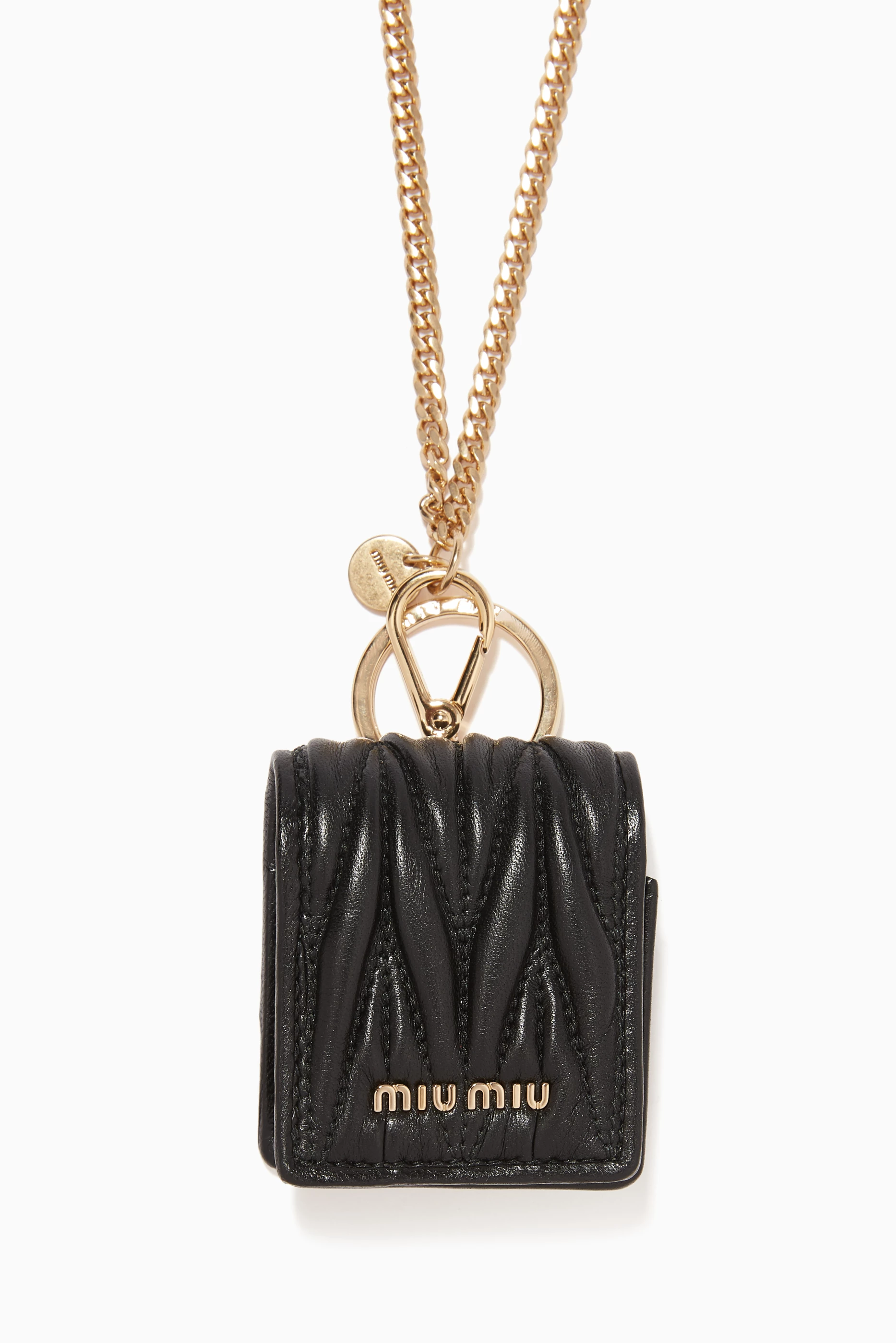 Buy Miu Miu Black Matelassé Leather AirPods® Case For Women Online