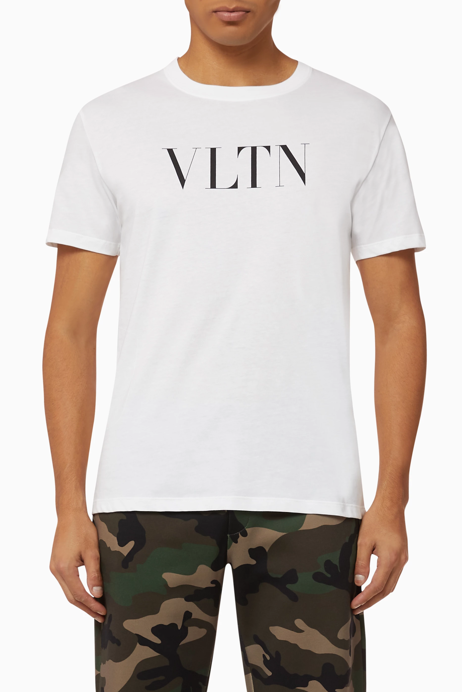 Buy Valentino Garavani White VLTN Print T-shirt in Cotton For Men 