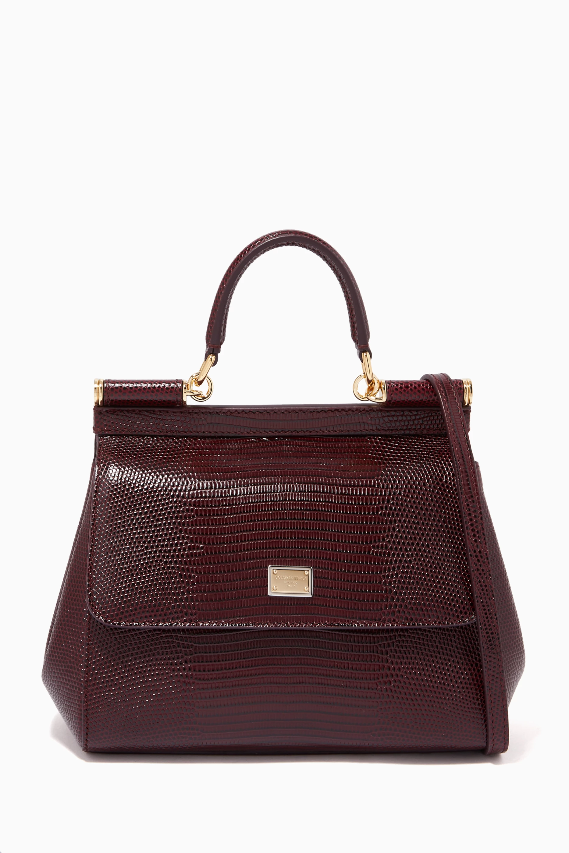 Buy Dolce & Gabbana Red Small Sicily Bag in Iguana Printed