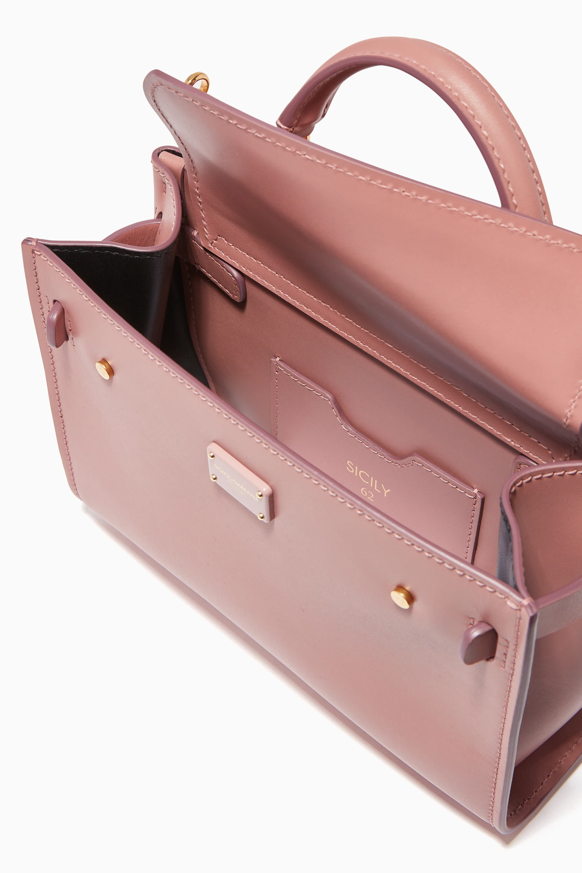 Buy Dolce Gabbana Pink Mini Sicily 62 Calfskin Leather Bag For Women Online Ounass Saudi
