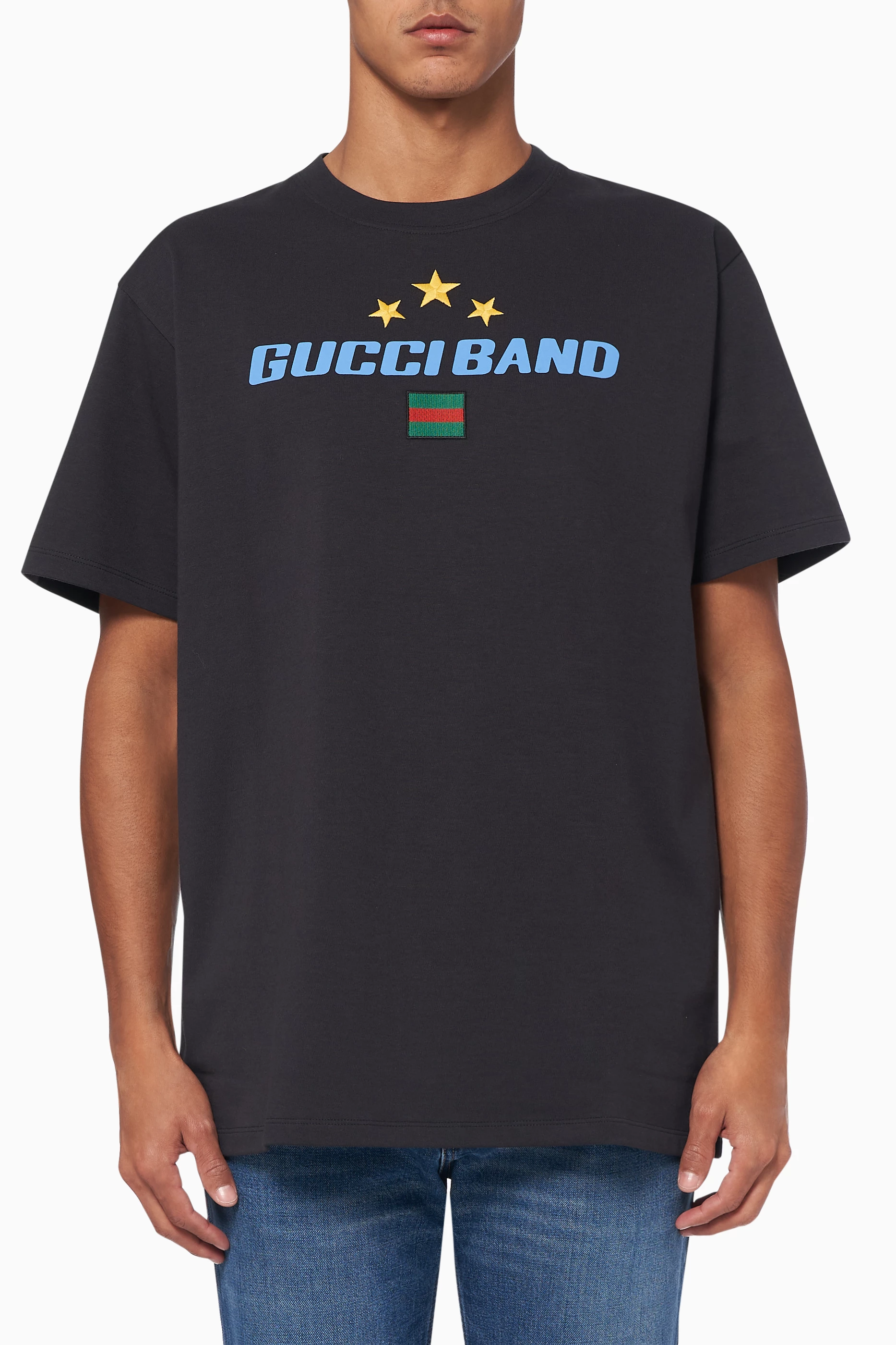 Buy Gucci Black Oversized Band Print T-Shirt For Men Online