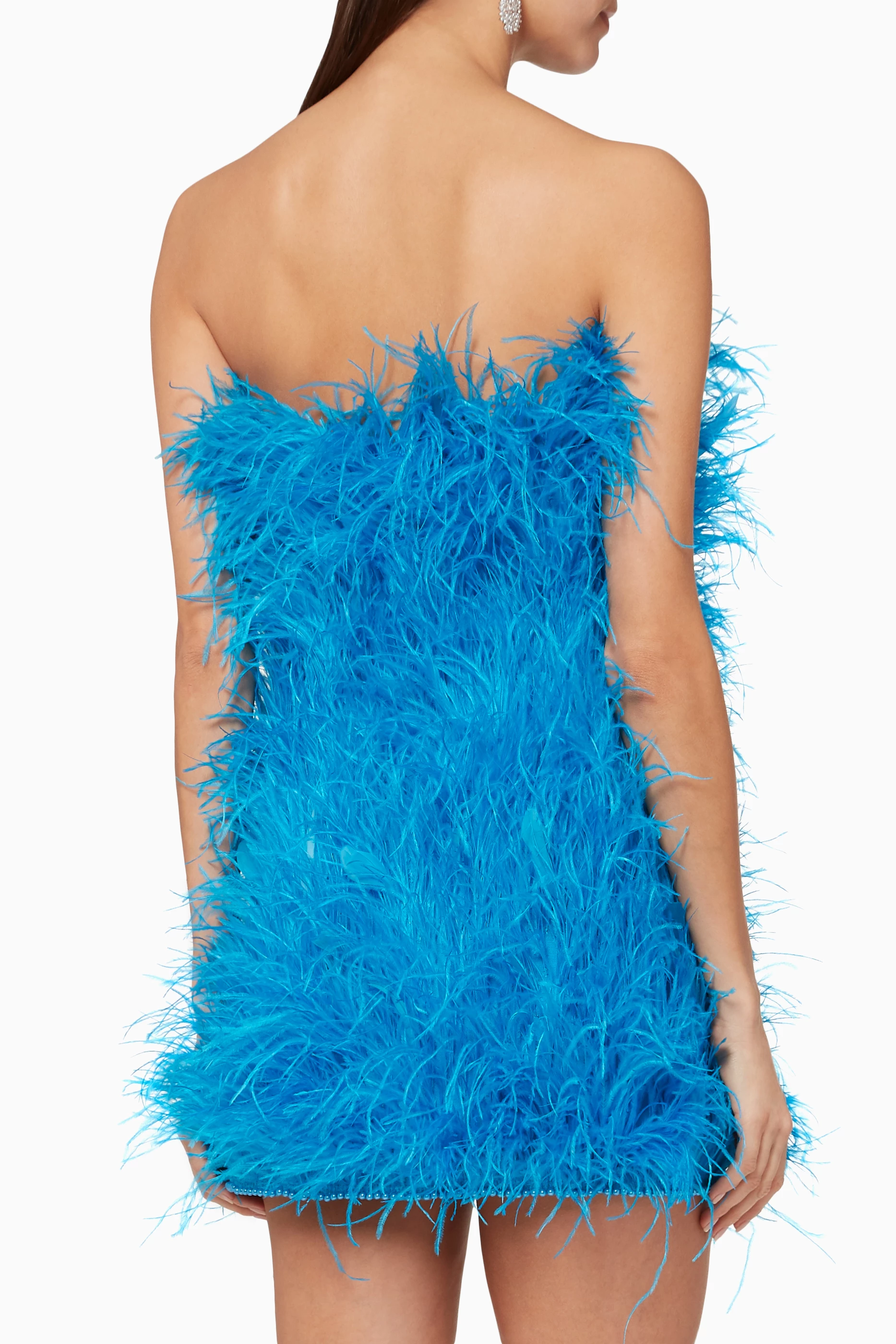 attico blue feather dress Buy The Attico Blue Mini Feather Dress For Women Online