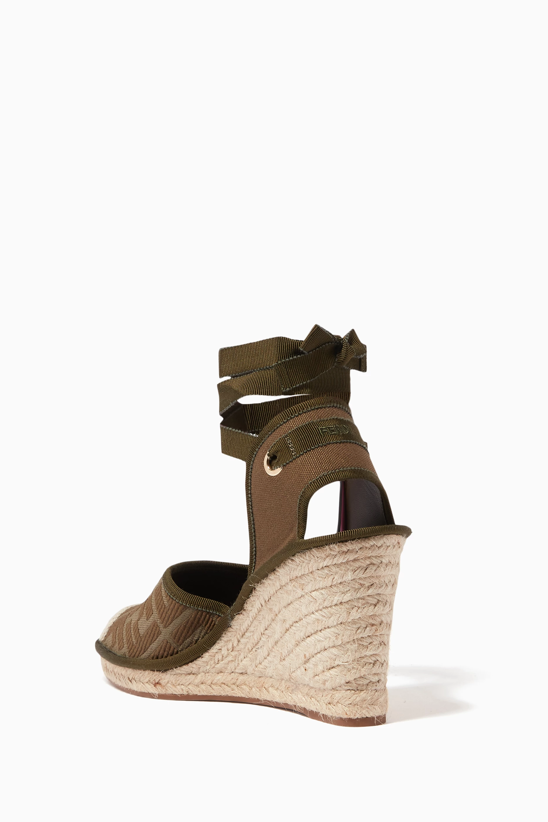 Buy Fendi Green Fendi Roma Canvas Espadrille Wedges For Women Online Ounass Saudi