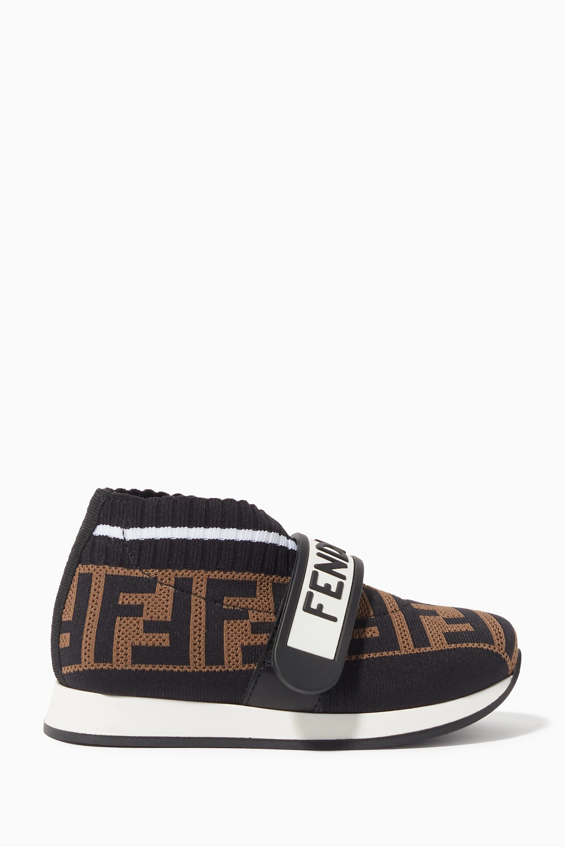 Buy Fendi Brown FF Logo Velcro Sneakers For Girls Online Ounass Saudi