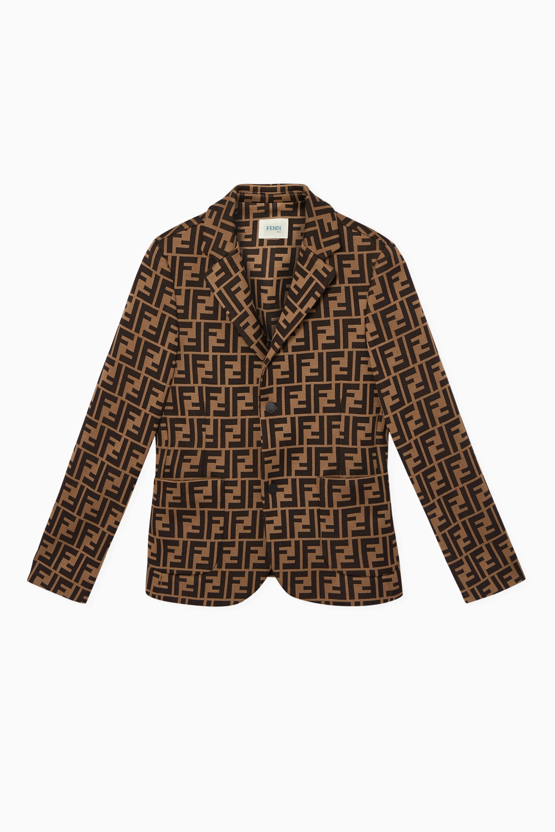 Buy Fendi Brown FF Cotton Jacquard Blazer For Boys Online Ounass Saudi