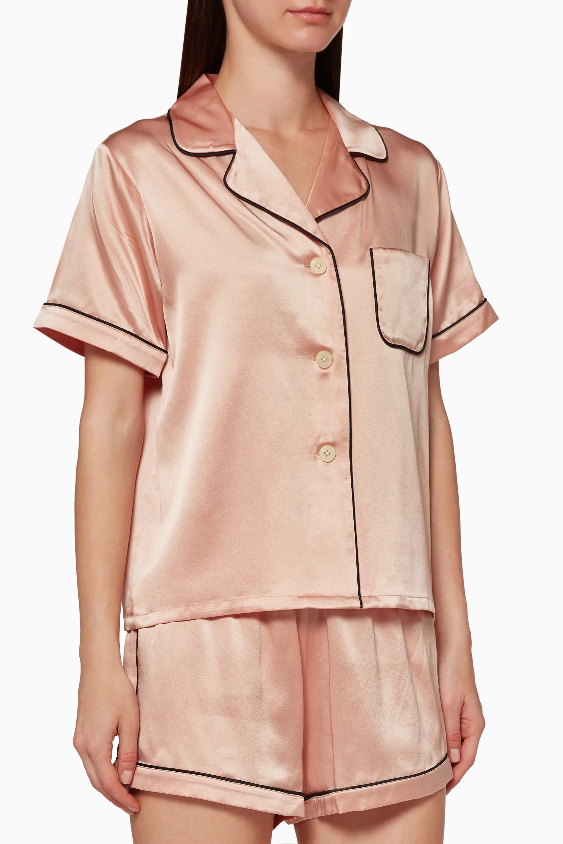 Buy Morgan Lane Rose Gold Katelyn Fiona Silk Pyjama Set For Women Online Ounass Saudi
