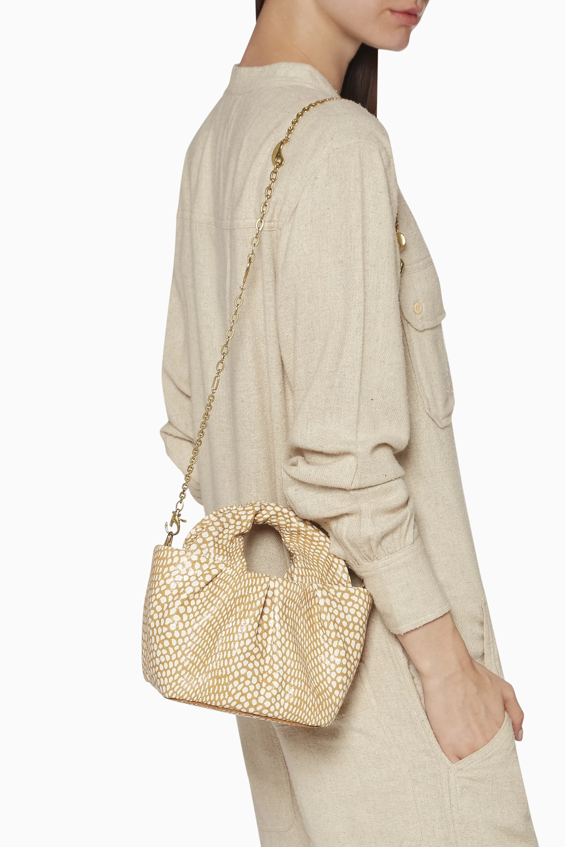 Buy Staud Neutral Lera Snake Embossed Leather Bag For Women Online Ounass Saudi
