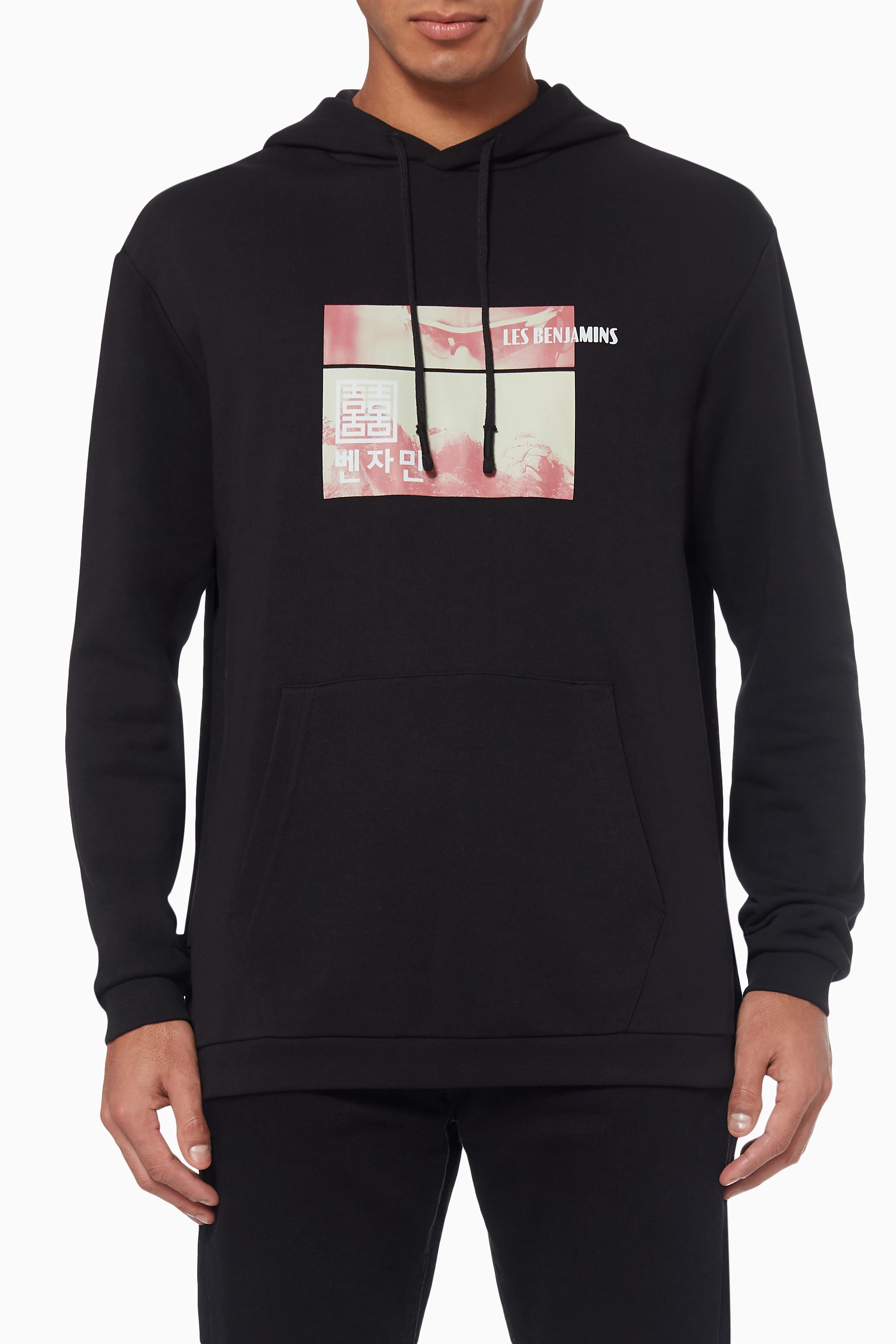 Buy Les Benjamins Black Graphic Print Basic Hoodie For Men Online Ounass Saudi