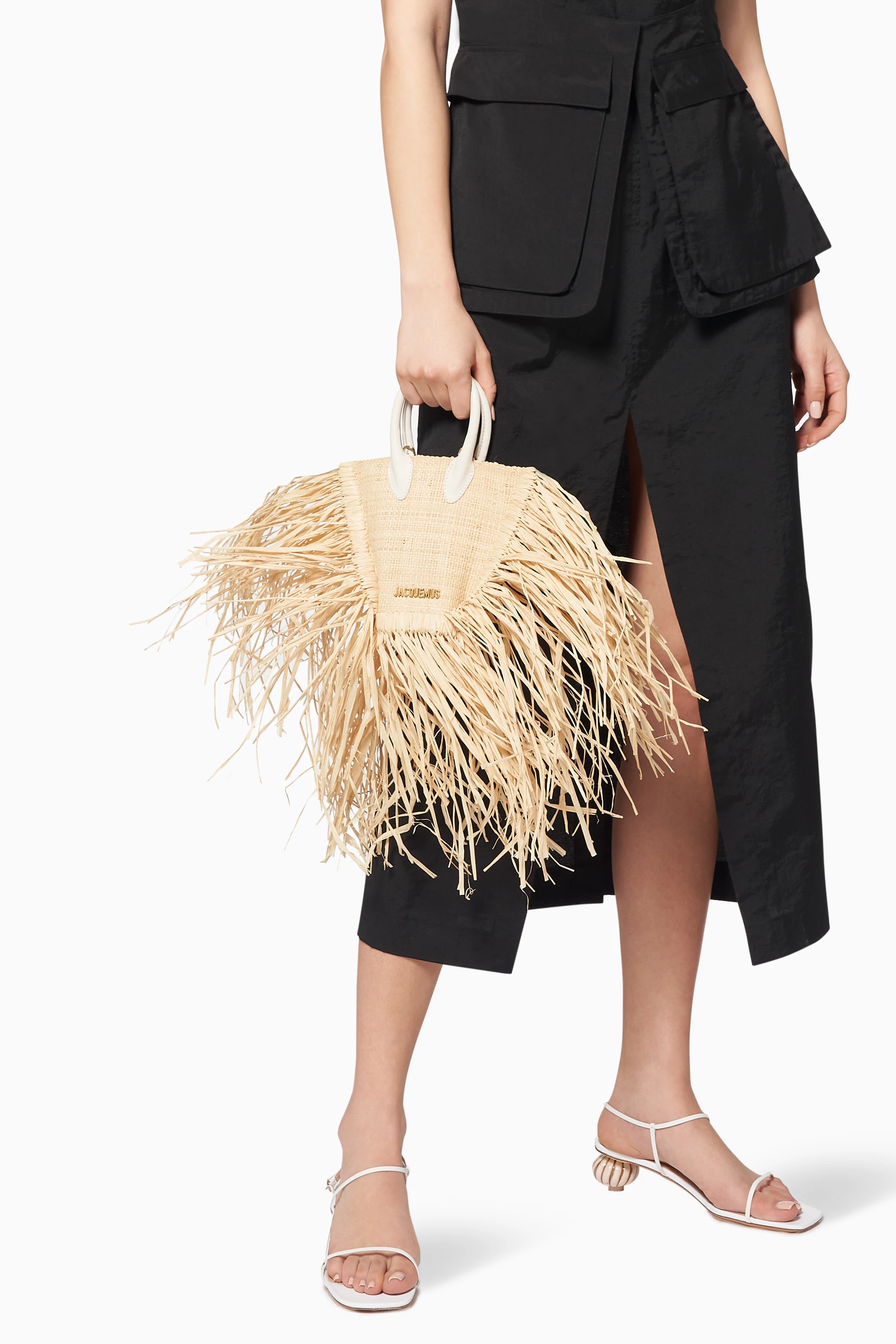 Buy Jacquemus Neutral Midi Le Petit Baci Raffia Bag For Women Online Ounass Saudi