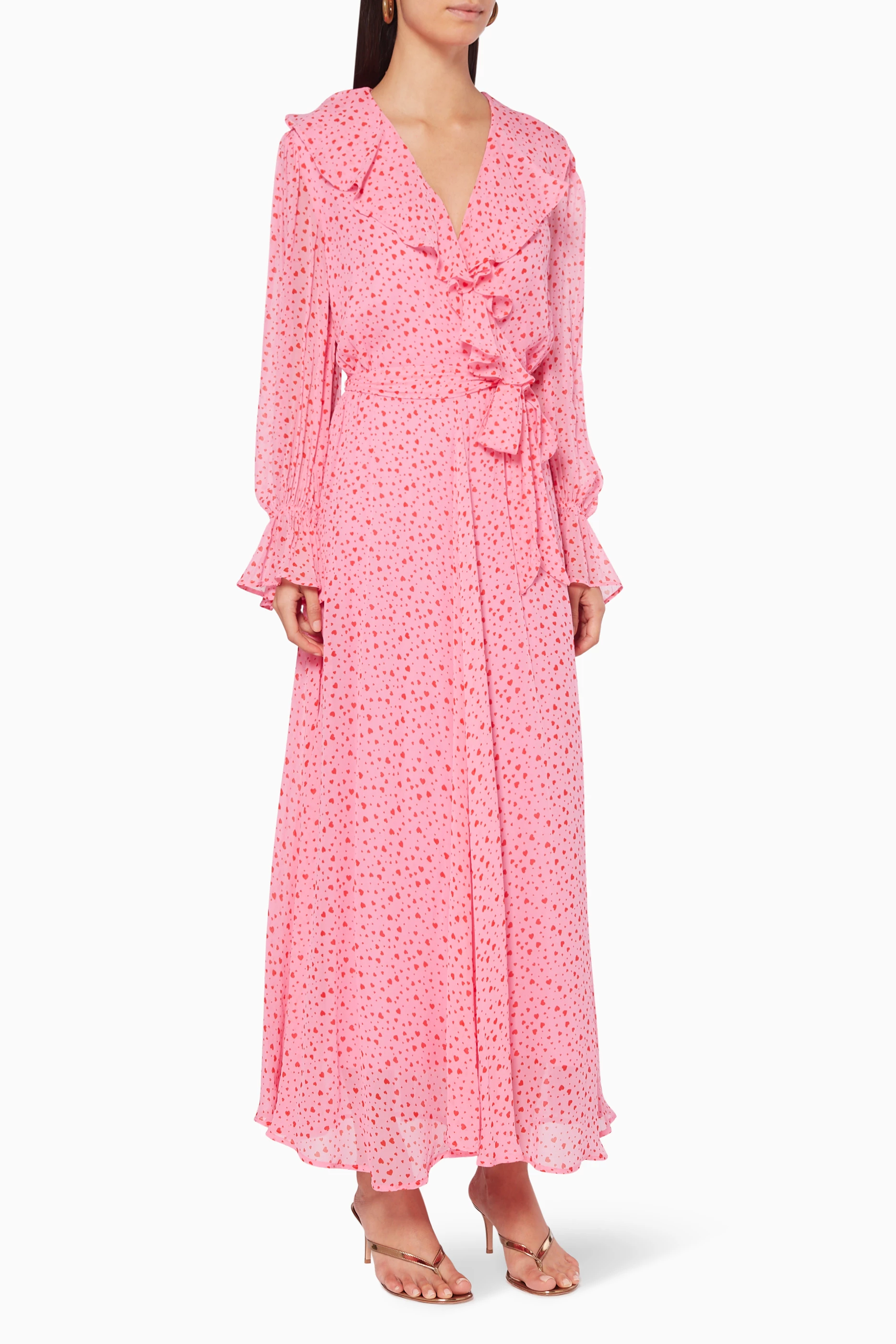 Buy Ghost Pink Su Wrap Midi Dress For Women Online Ounass Saudi