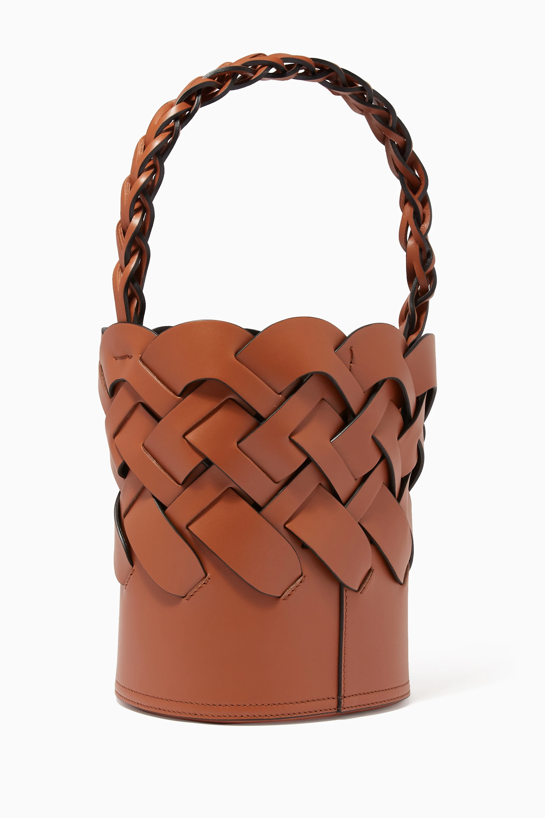 Buy Prada Brown Woven Leather Bucket Bag For Women Online Ounass Saudi