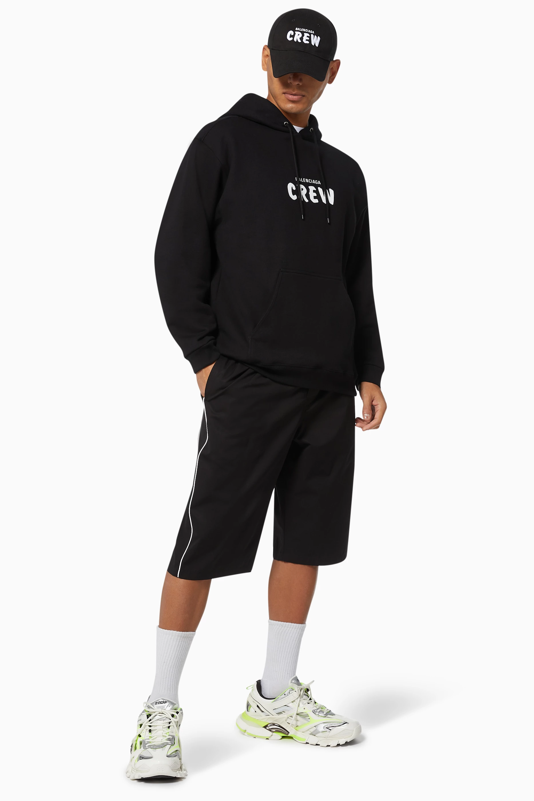 Buy Balenciaga Black Crew Medium Fit Hoodie in Curly Fleece For Men Online Ounass Saudi