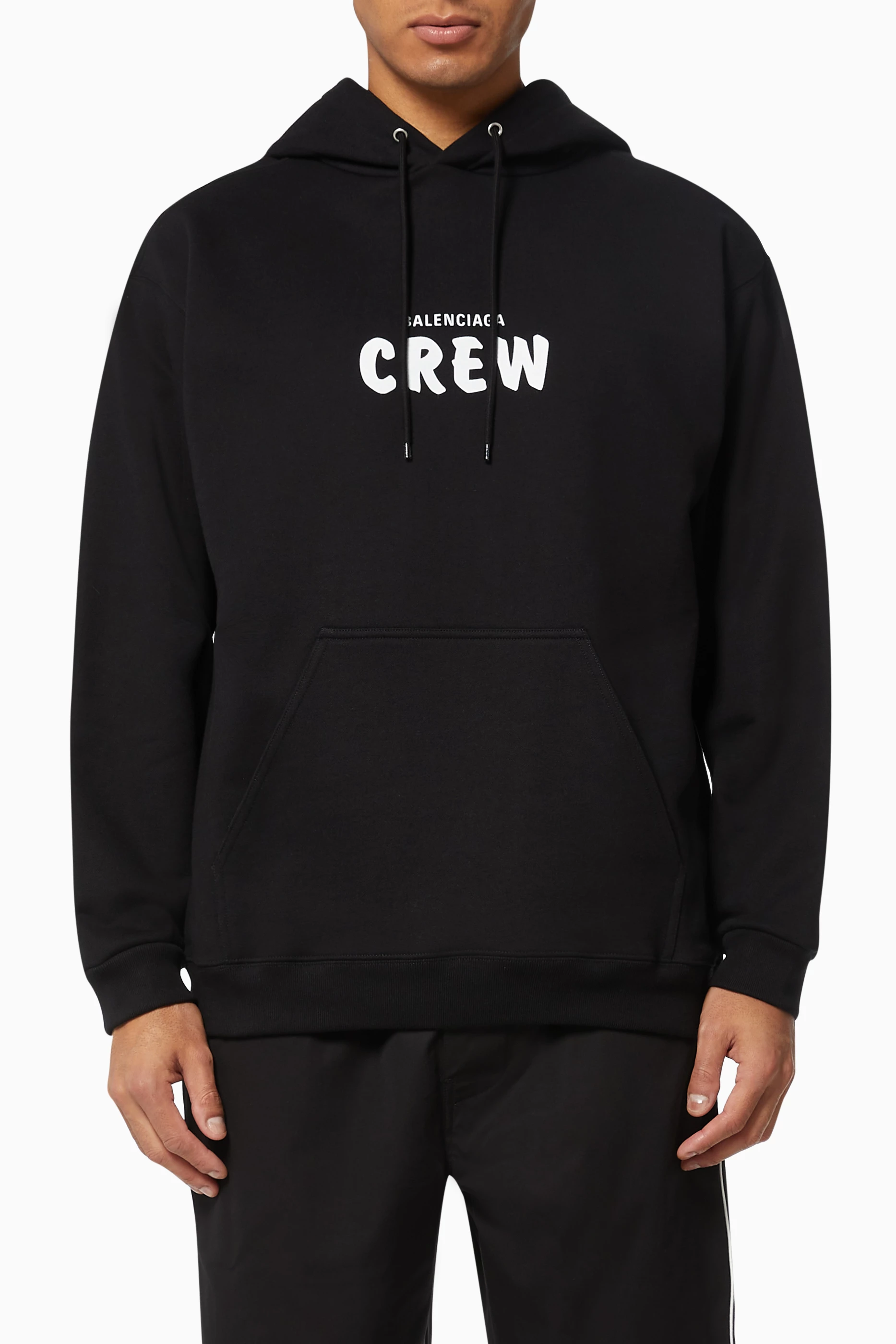 Buy Balenciaga Black Crew Medium Fit Hoodie in Curly Fleece For Men Online Ounass Saudi
