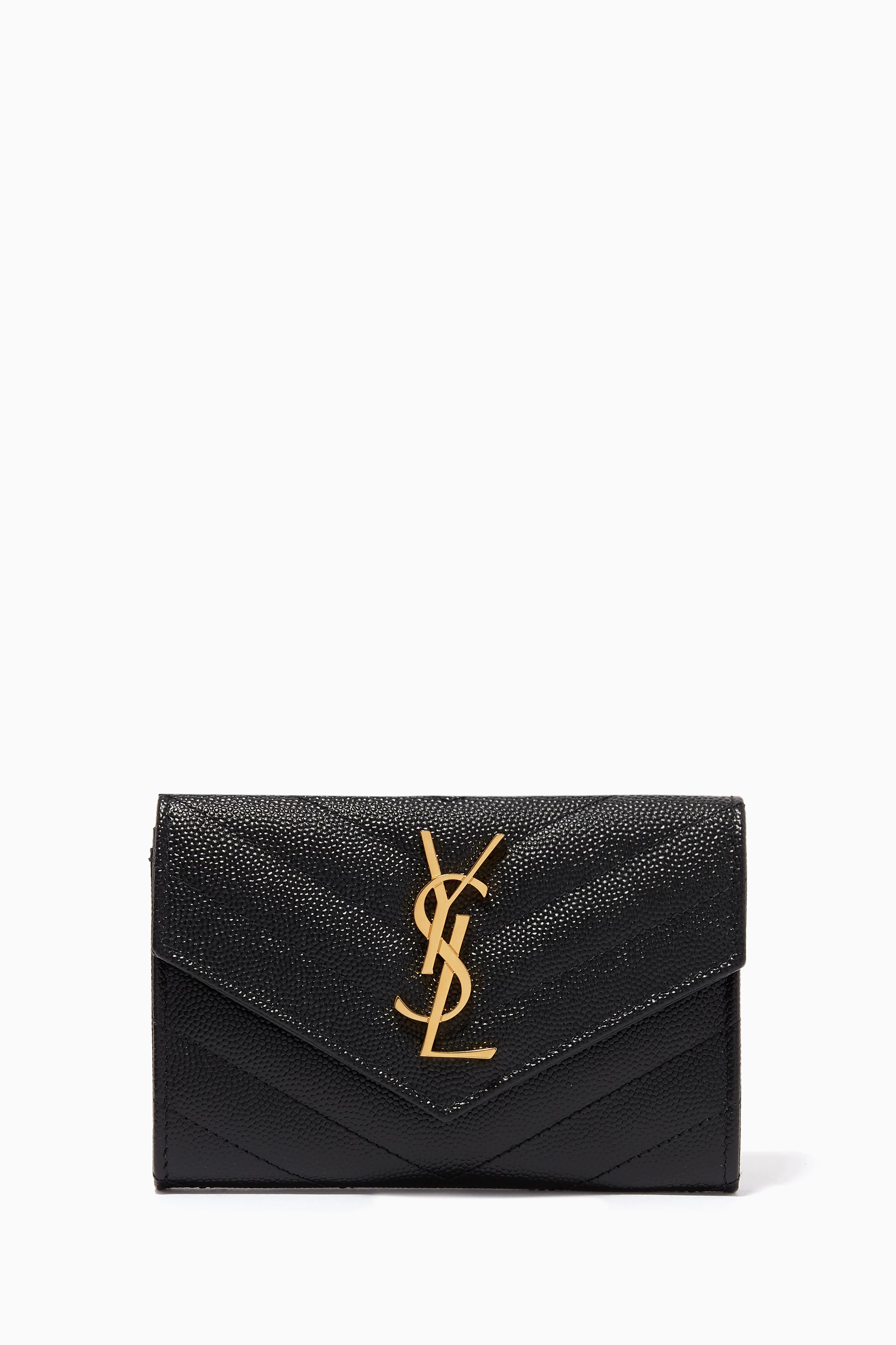Buy SAINT LAURENT Black Cassandre Small Envelope Wallet in Matelasse Leather For Women Online Ounass Saudi