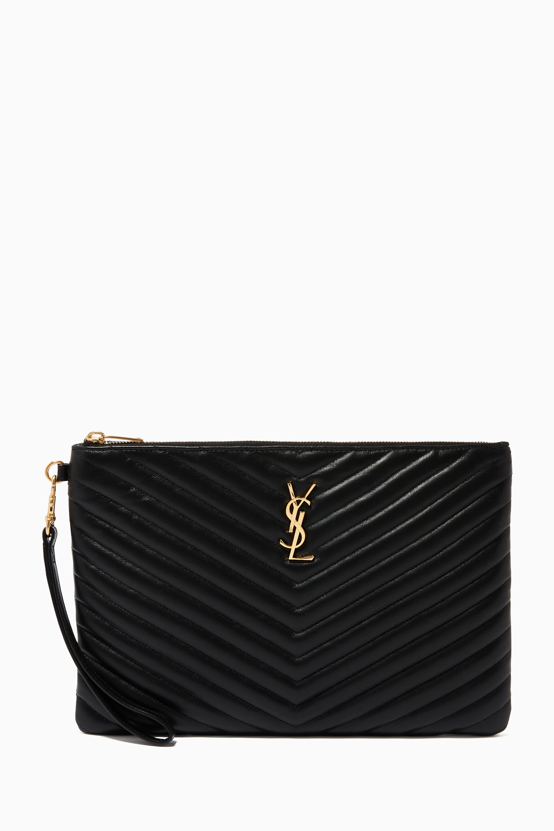 Buy SAINT LAURENT Black Cassandre Tablet Pouch in Matelasse Leather For Women Online Ounass Saudi