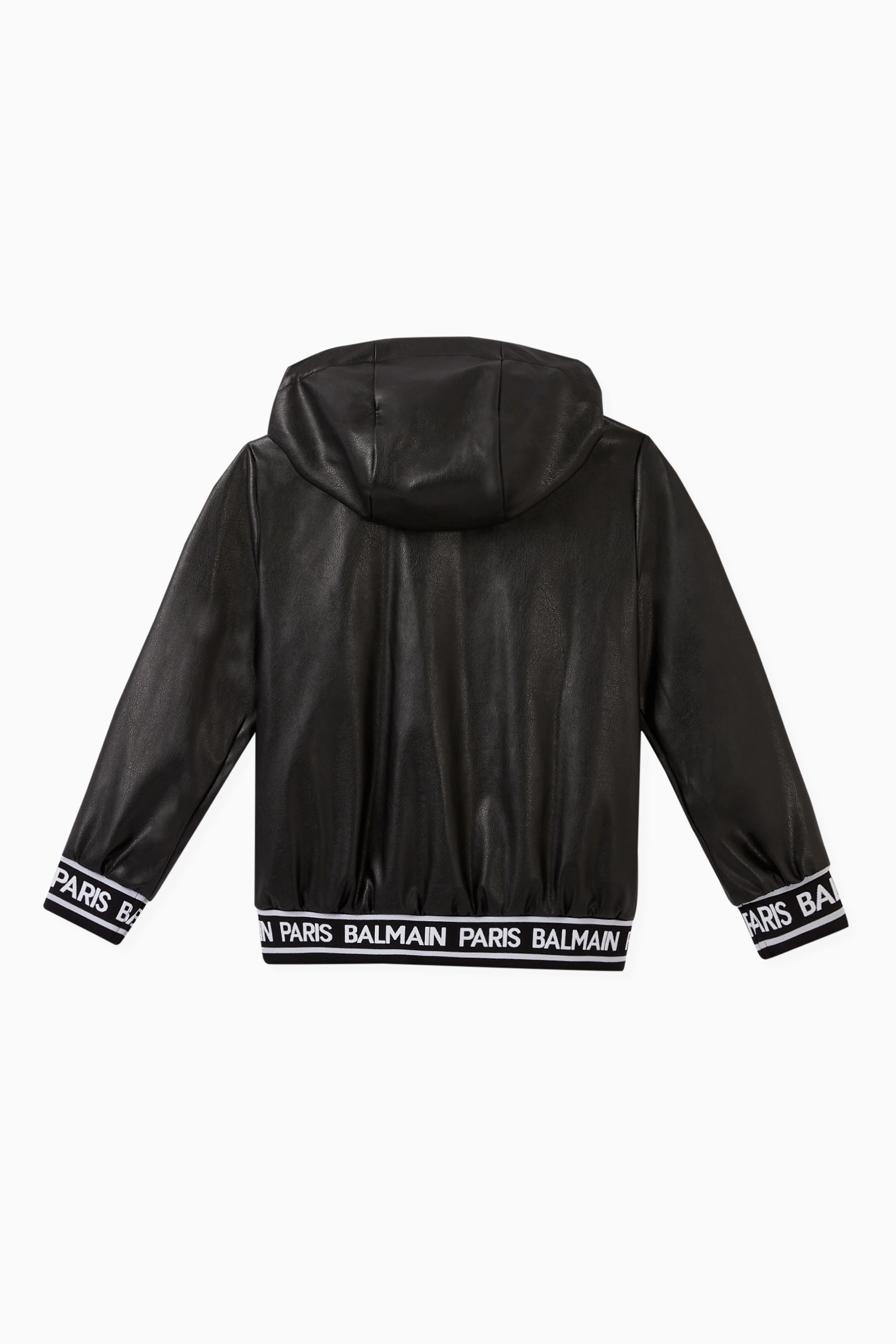 Logo Leather Hooded Jacket