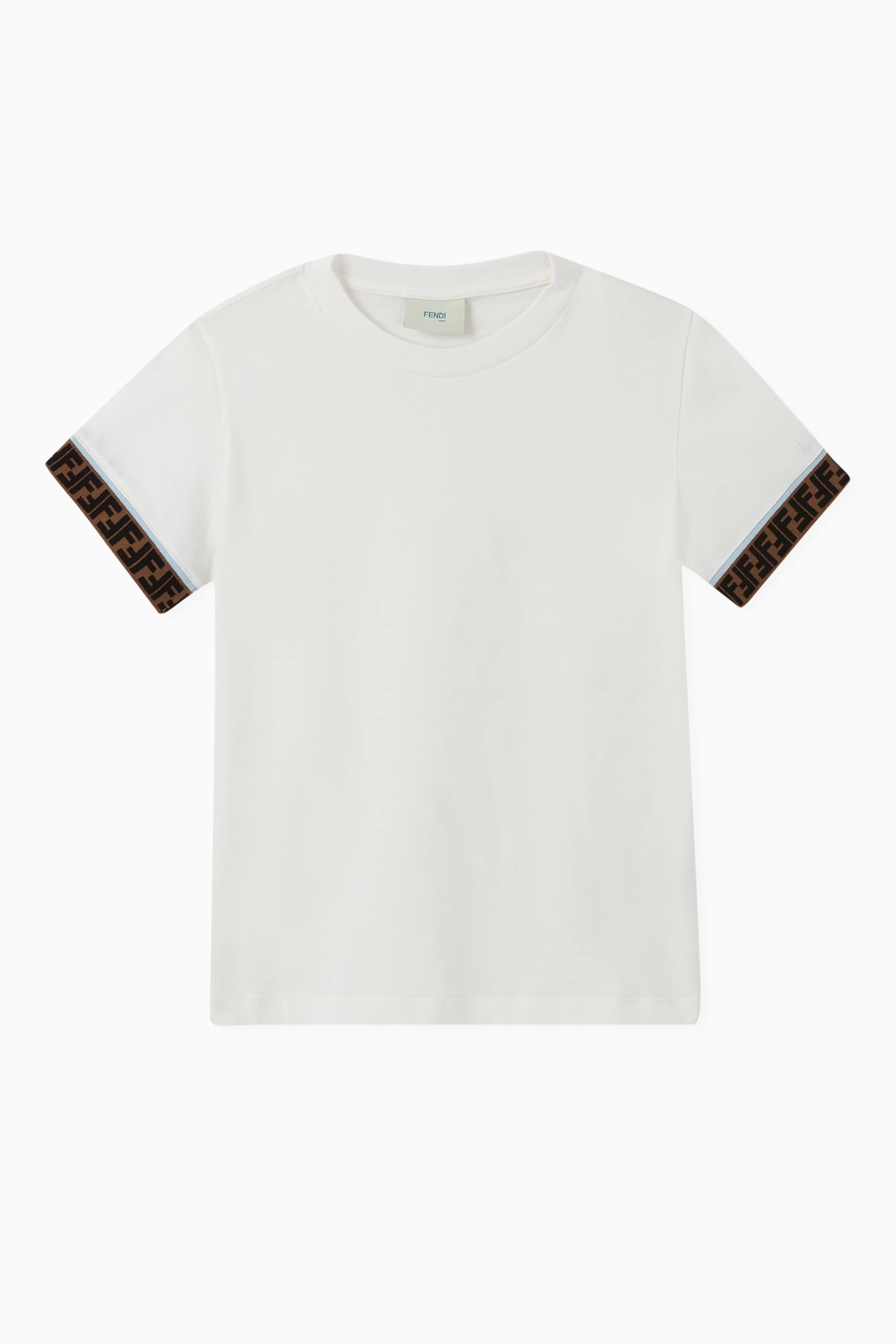 Buy Fendi White FF Band Cotton T Shirt For Girls Online Ounass Saudi
