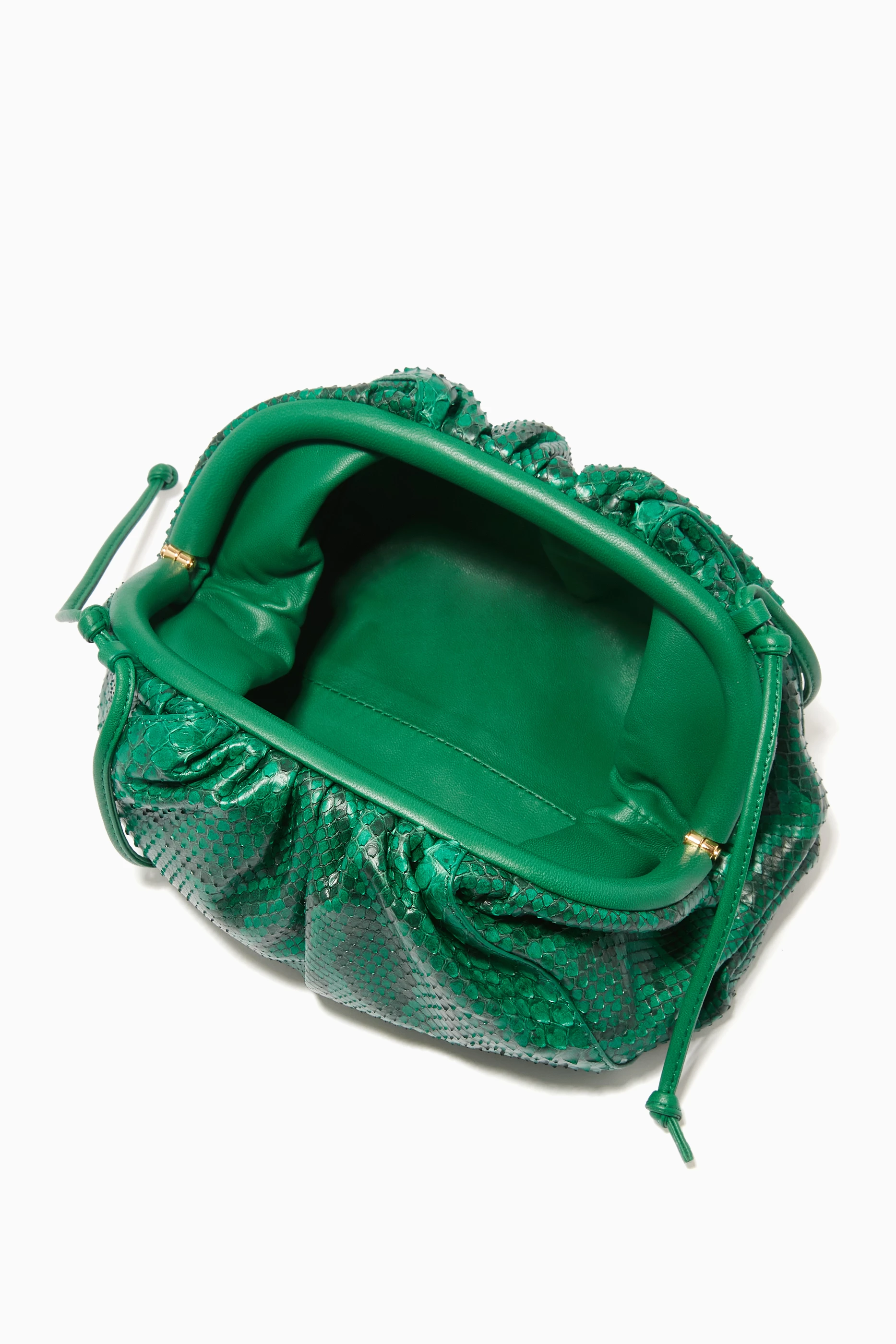 Buy Bottega Veneta Green The Mini Pouch in Python For Women Online
