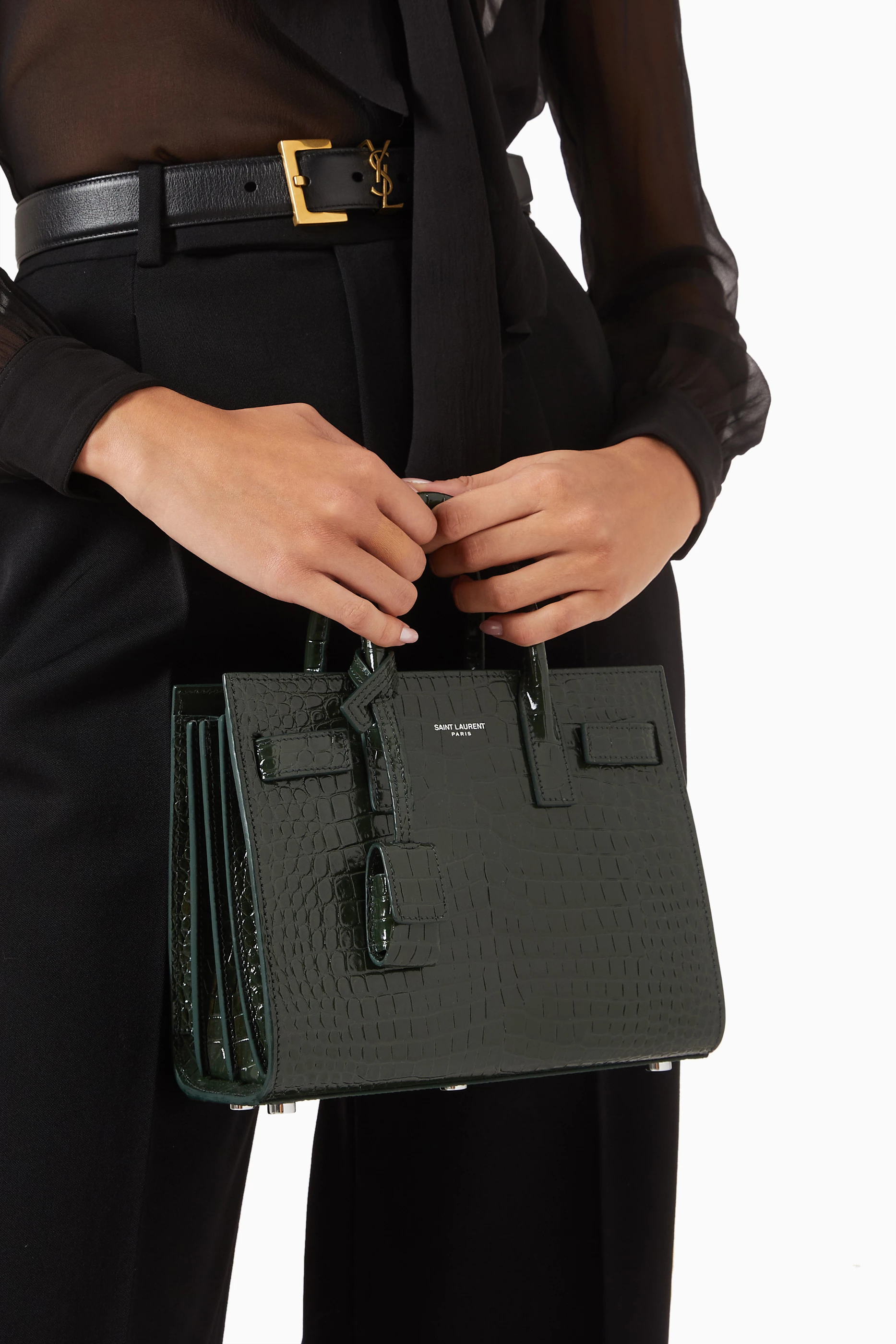 Buy SAINT LAURENT Green Classic Sac de Jour Nano in Crocodile Embossed Shiny Leather For Women Online Ounass Saudi