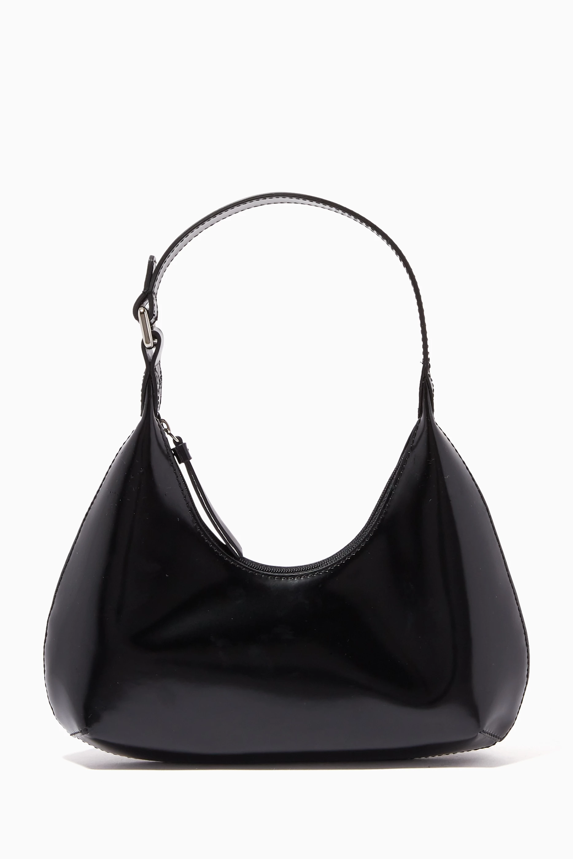 Buy BY FAR Black Baby Amber Bag in Semi Patent Leather For