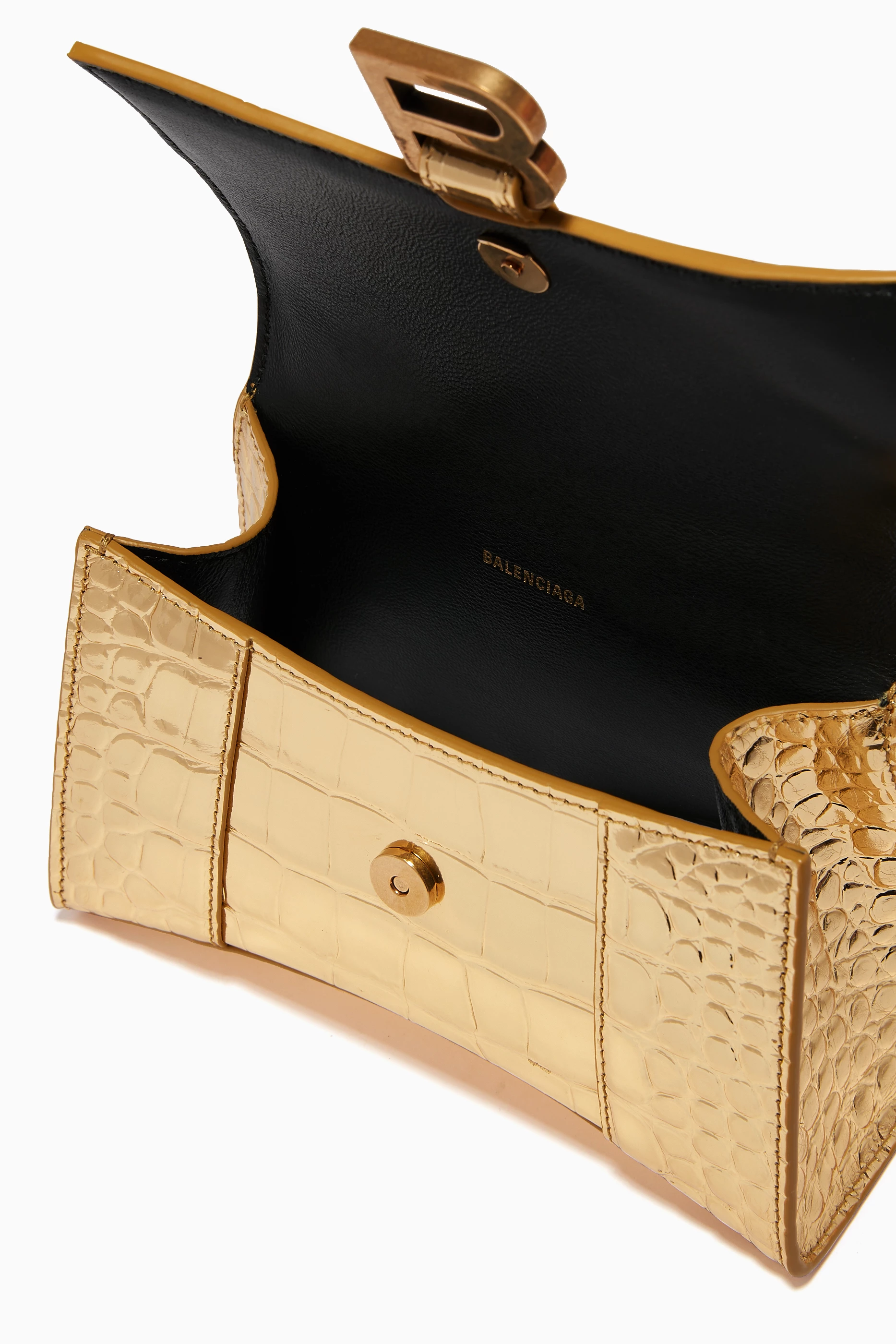 ●送料込●BALENCIAGA●Hourglass XS ハンドバッグ Gold Balenciaga Hourglass XS Top Handle Bag | Gold | FARFETCH