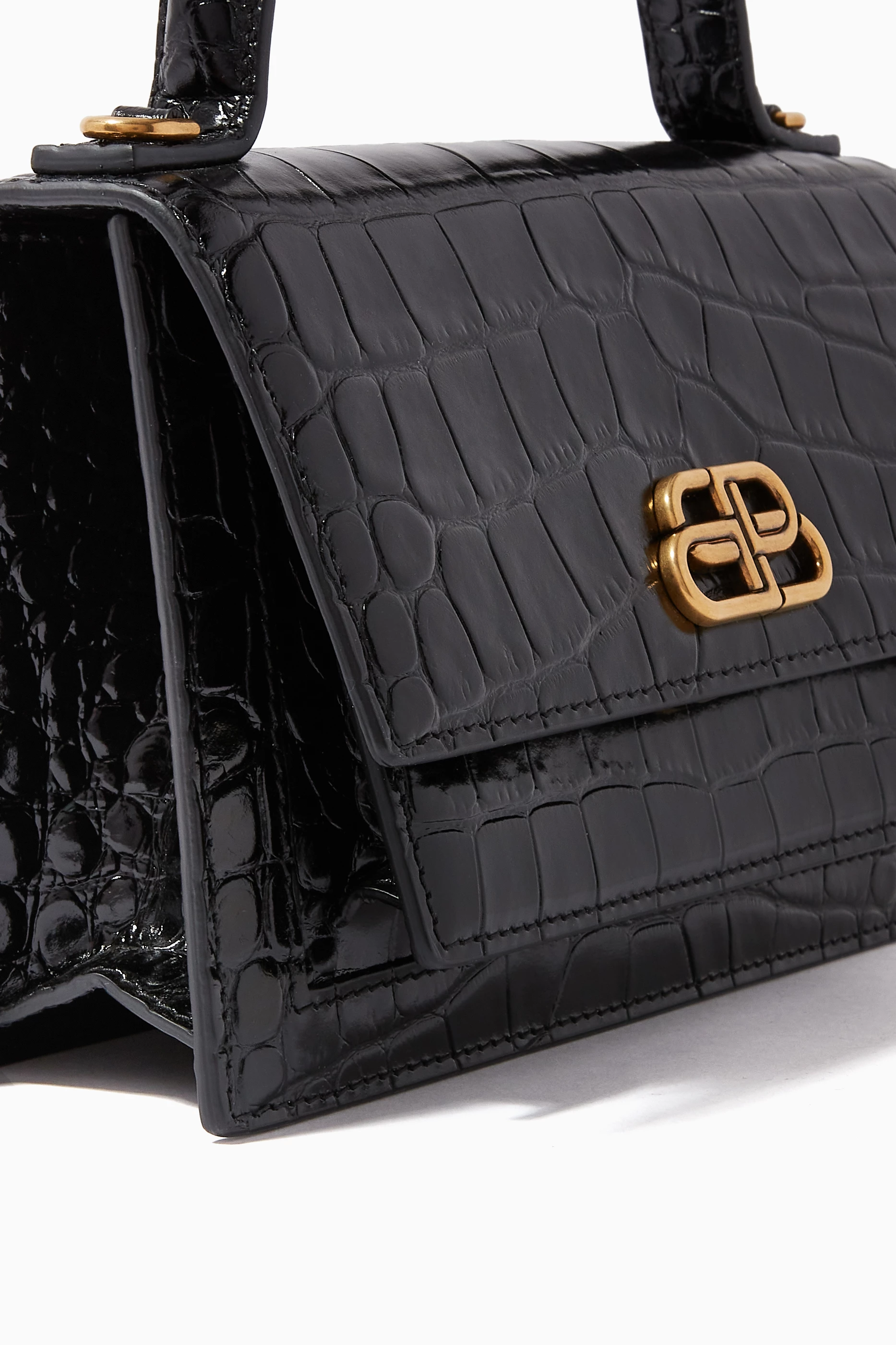 Buy Balenciaga Black Sharp XS Satchel Shoulder Bag in Shiny Crocodile Embossed Calfskin For Women Online Ounass Saudi