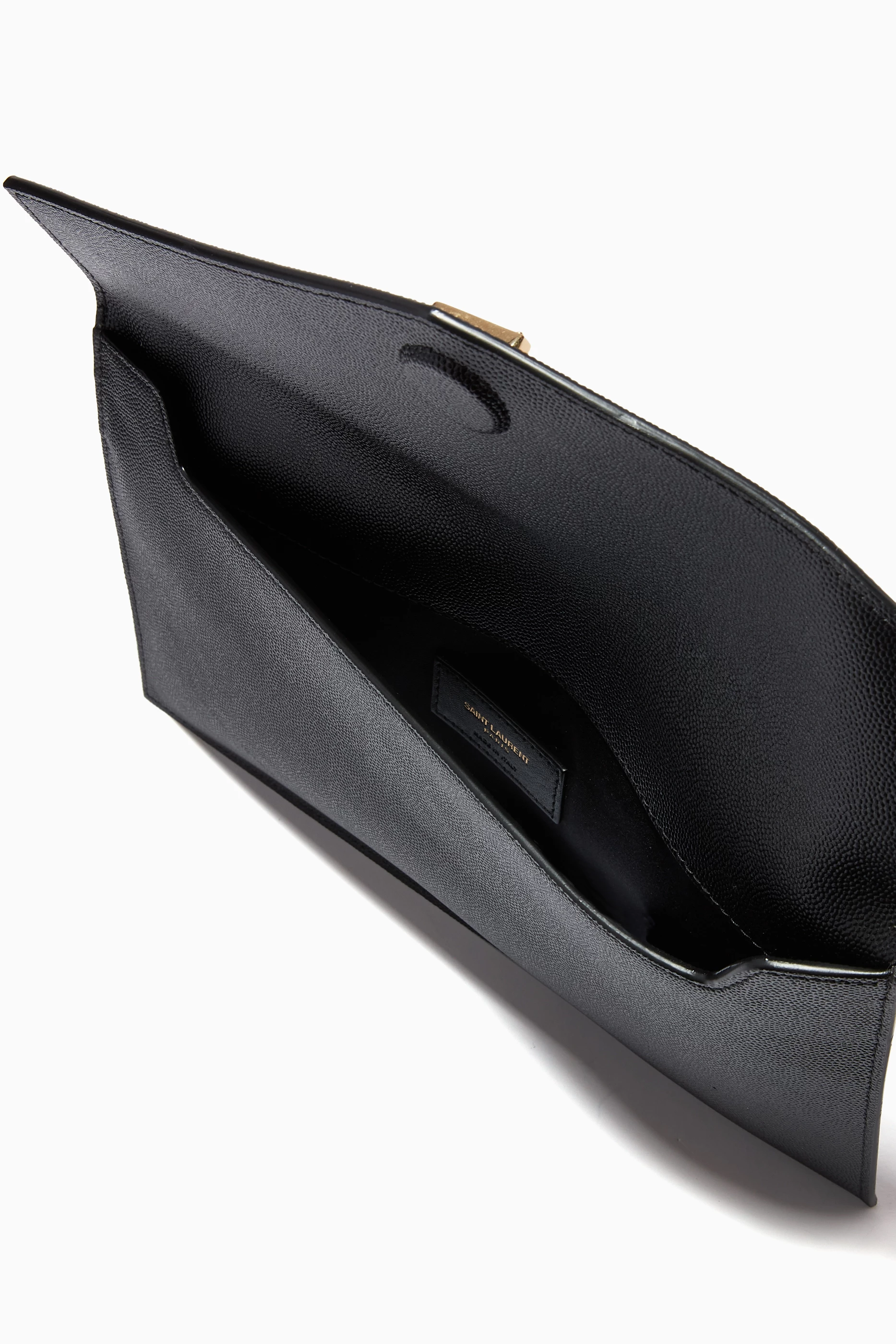 Buy SAINT LAURENT Black Uptown Pouch in Grain de Poudre