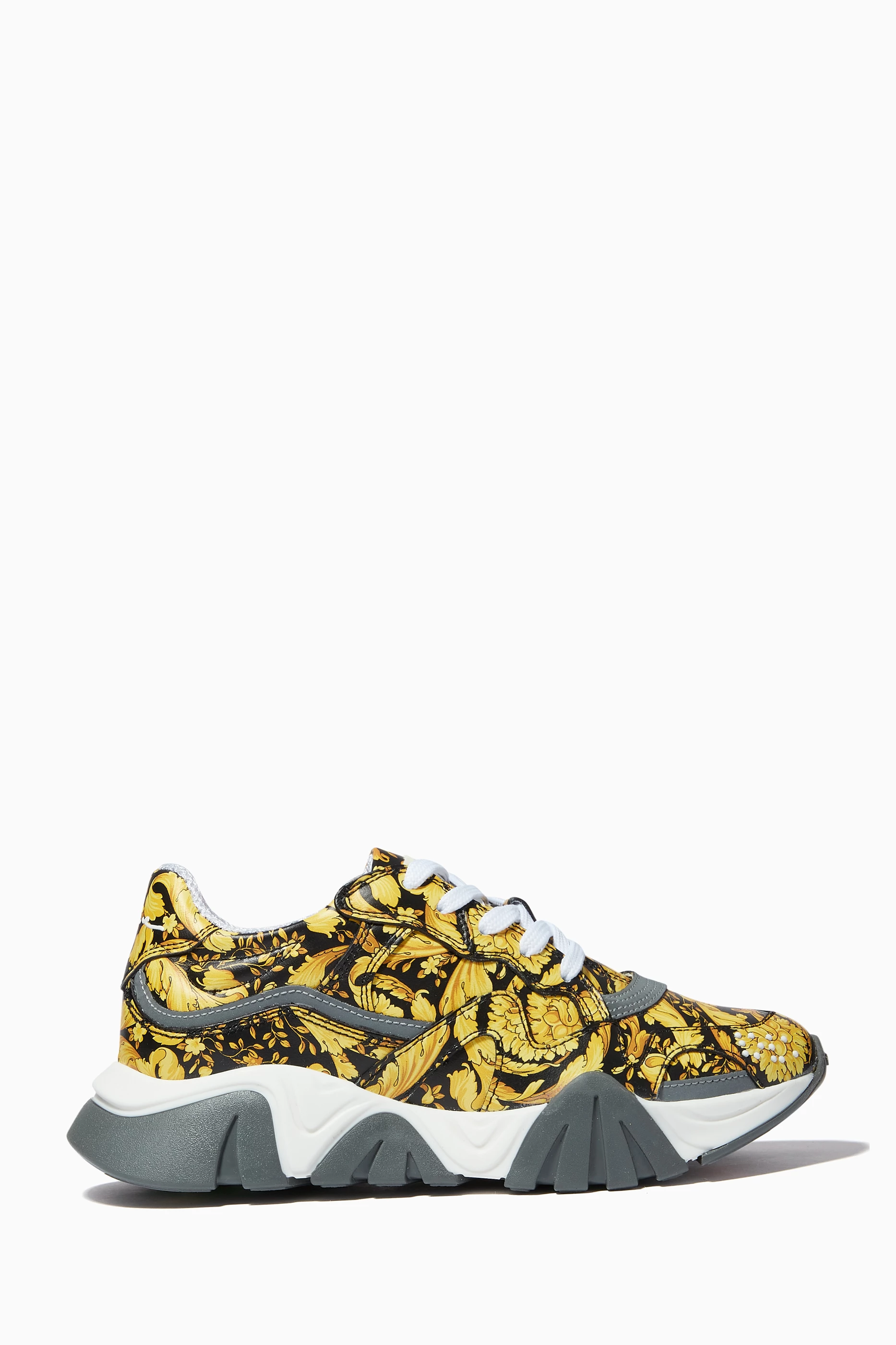 Buy Versace Multicolour Squalo Sneakers in Barocco Leather For UNISEX Online Ounass Saudi