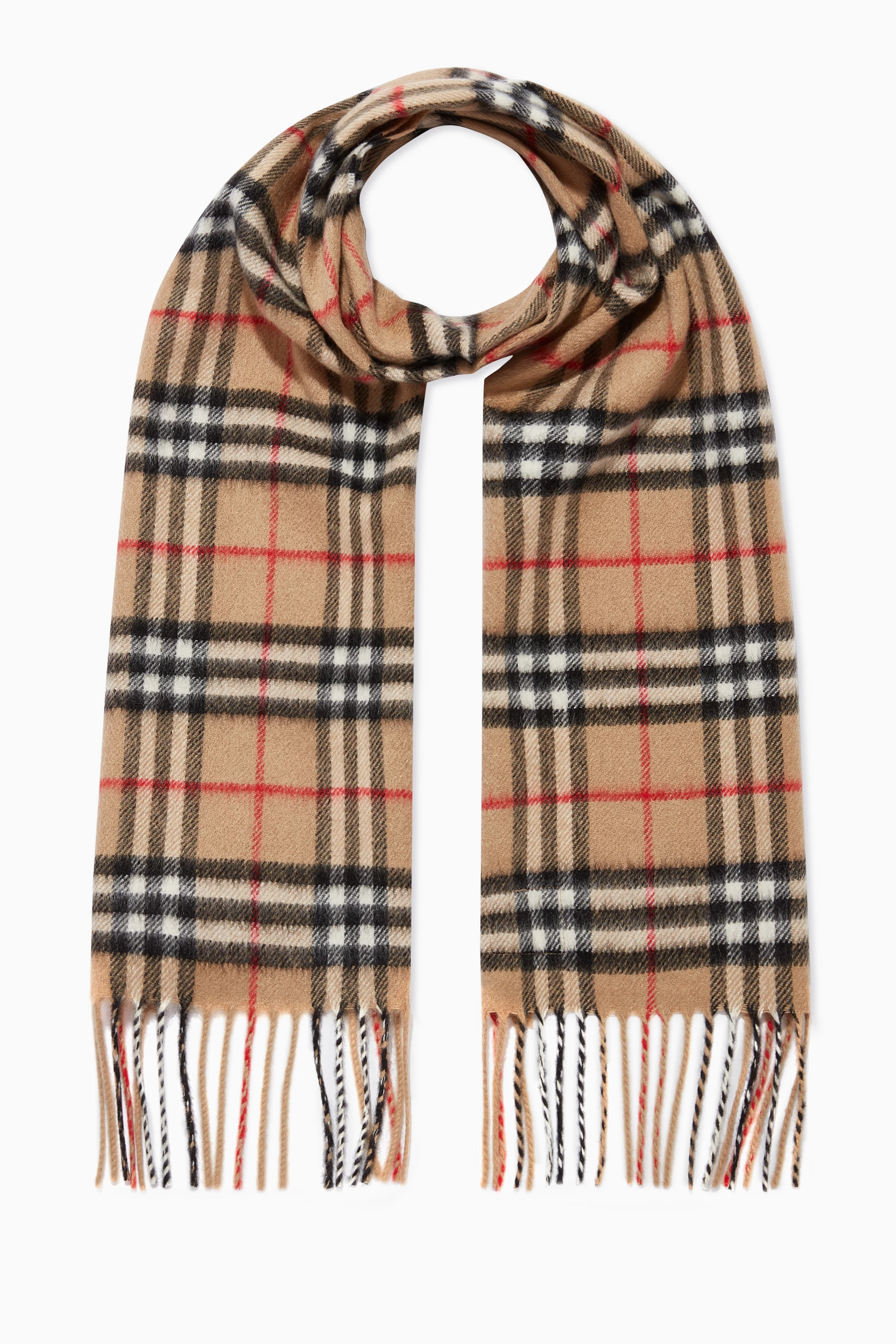Buy Burberry Neutral The Mini Classic Vintage Check Cashmere Scarf For UNISEX Online Ounass Saudi