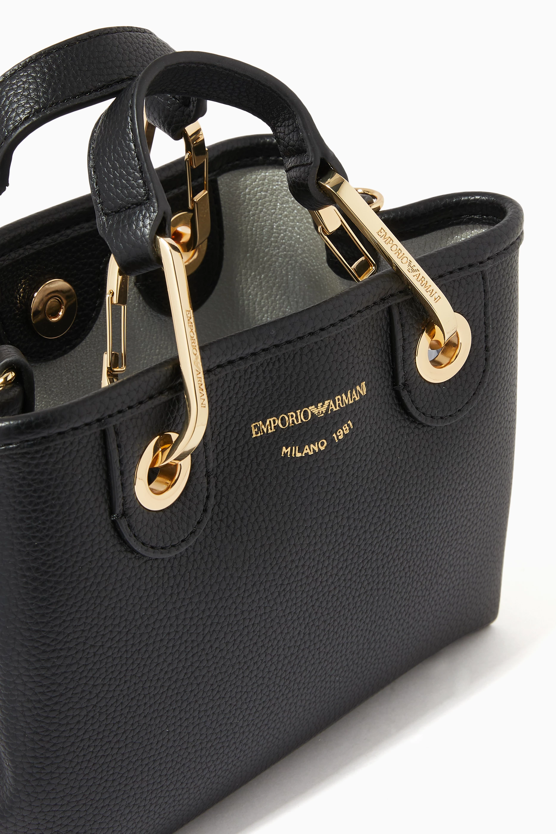 Buy Emporio Armani Black MyEA Mini Shopper Bag in Eco Leather For