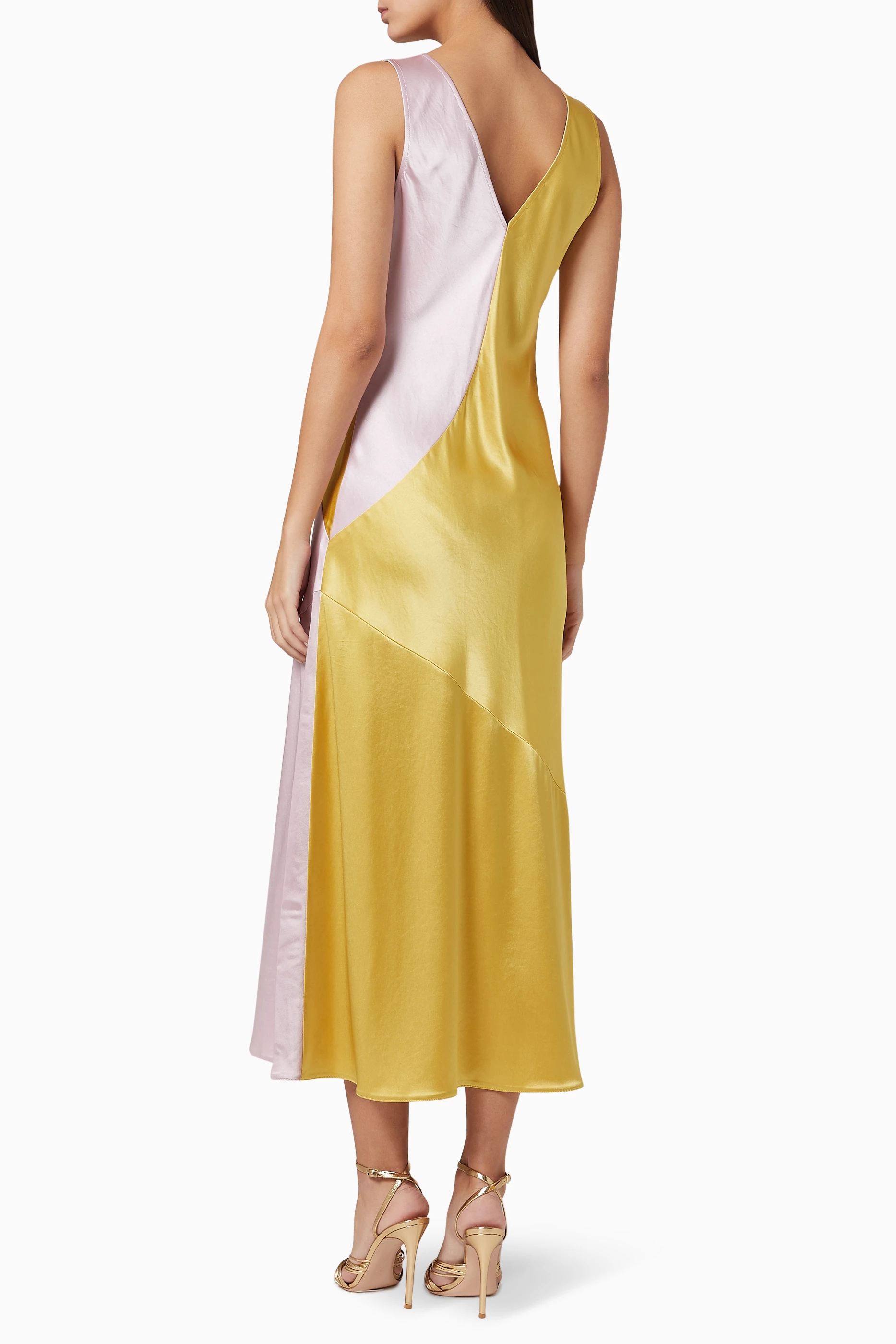 pinko satin dress PINKO Long Satin Dress With Draping | Purple