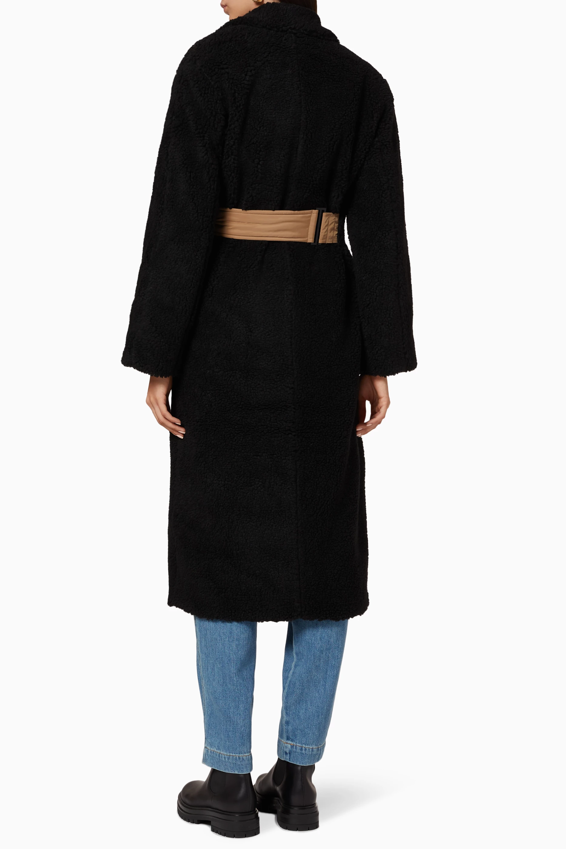 Buy Ganni Black Teddy Wool Coat For Women Online Ounass Saudi