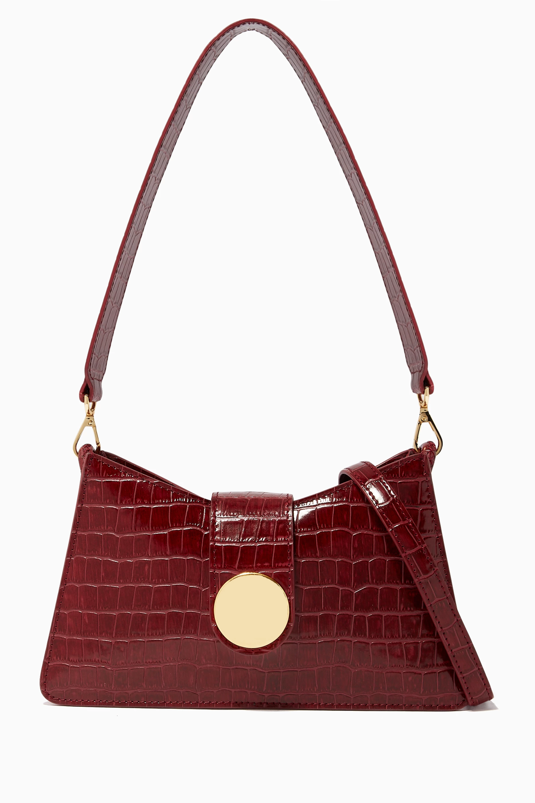 Buy Elleme Burgundy Baguette Bag in Croco Embossed Leather For Women Online Ounass Saudi