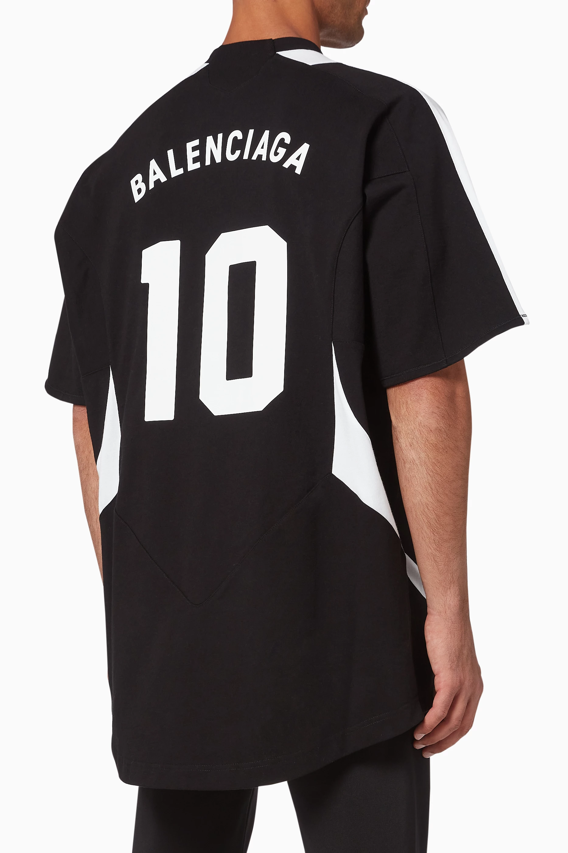 Buy Balenciaga Black Soccer Large Fit T-Shirt in Heavy Cotton